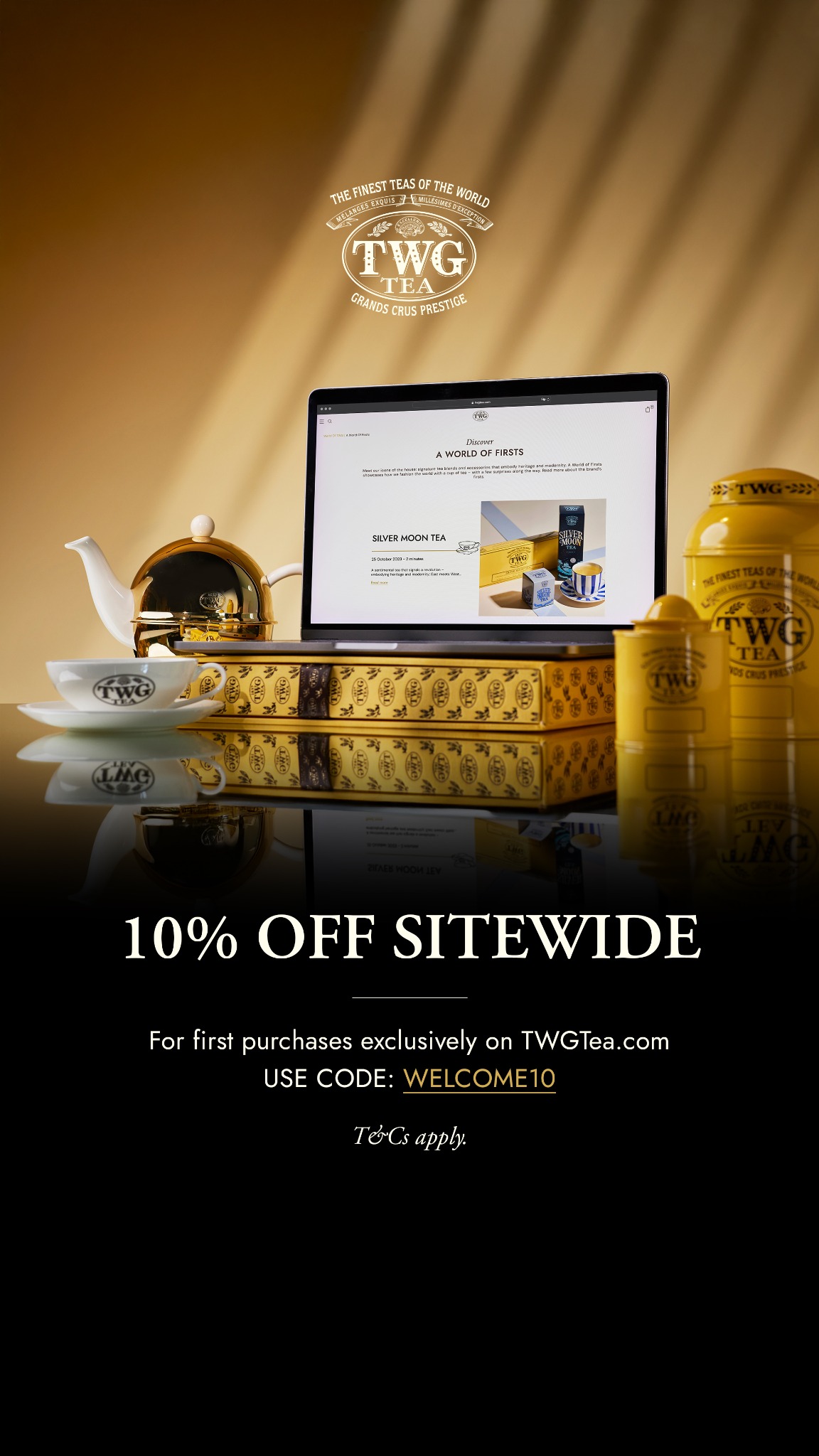 TWG Tea Facebook ad: Code: WELCOME10