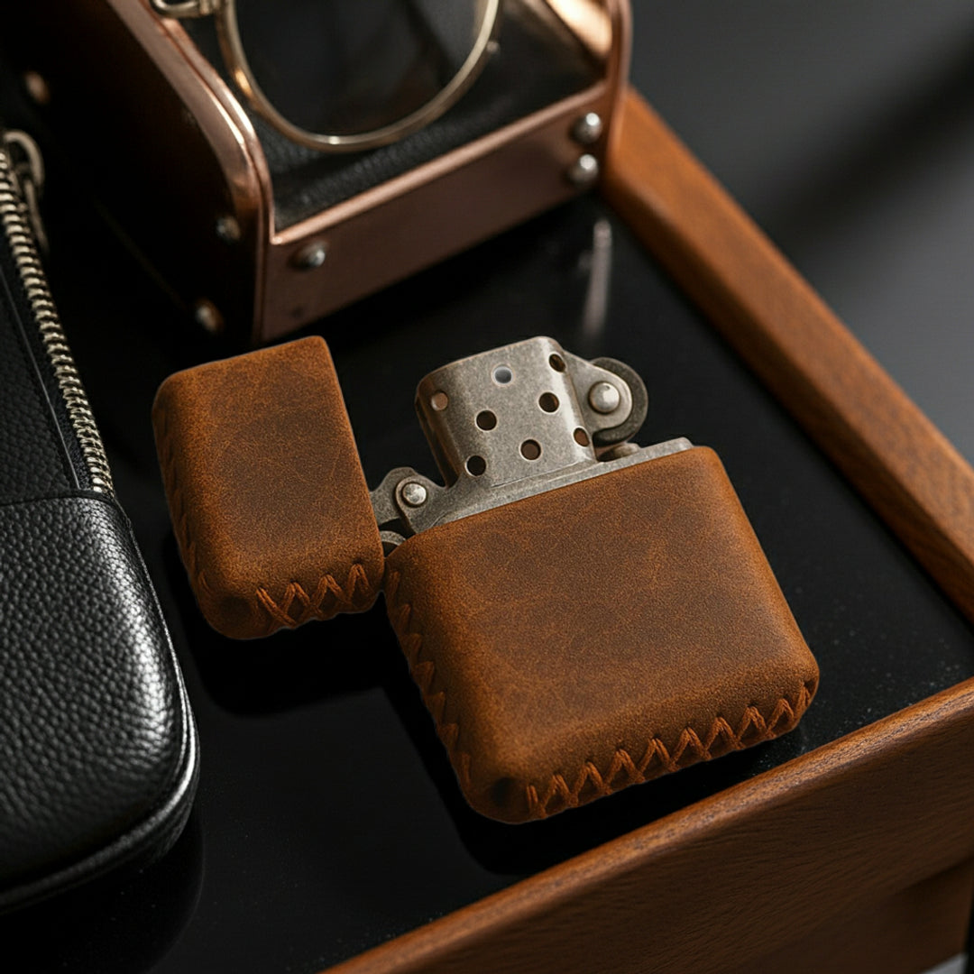 Tannio Leather Facebook ad: Protect your Zippo in style.