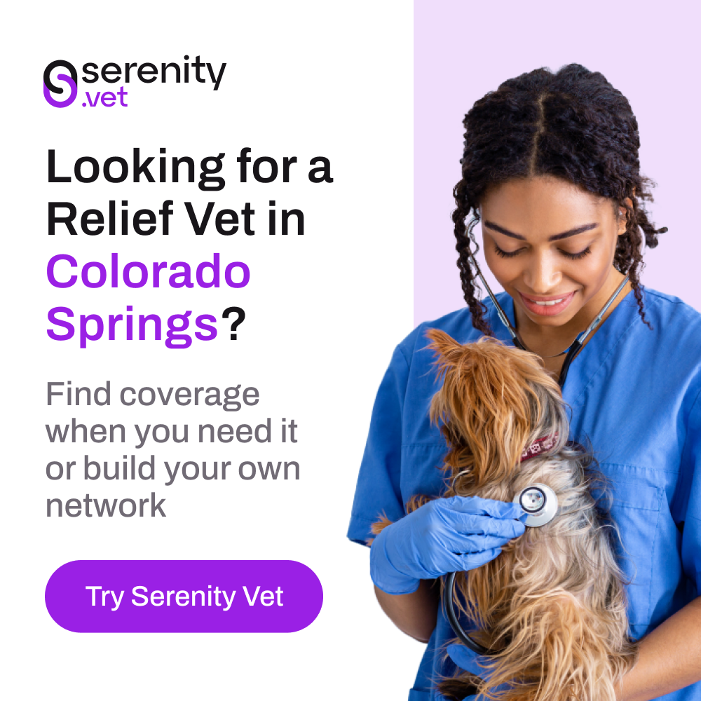 Serenity Vet Facebook ad: Relief Vets Available in Colorado Springs