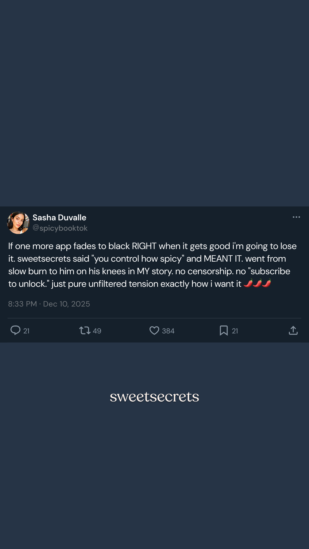 Sweetsecrets Facebook ad