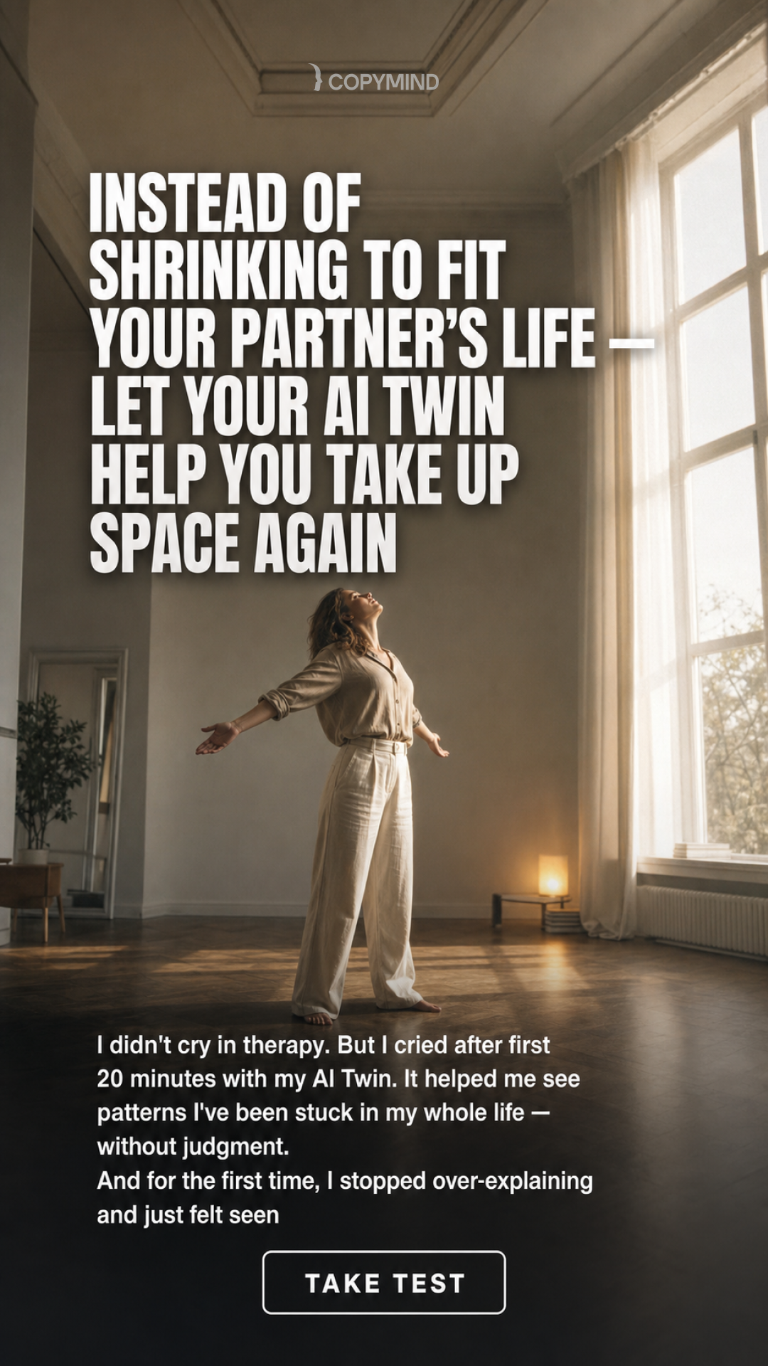 Copymind: AI twin for therapy Facebook ad