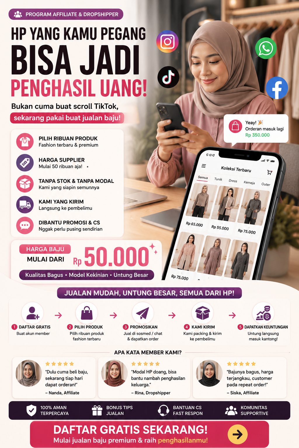 Grosir Baju Muslimah Facebook ad from Jul 6, 2026