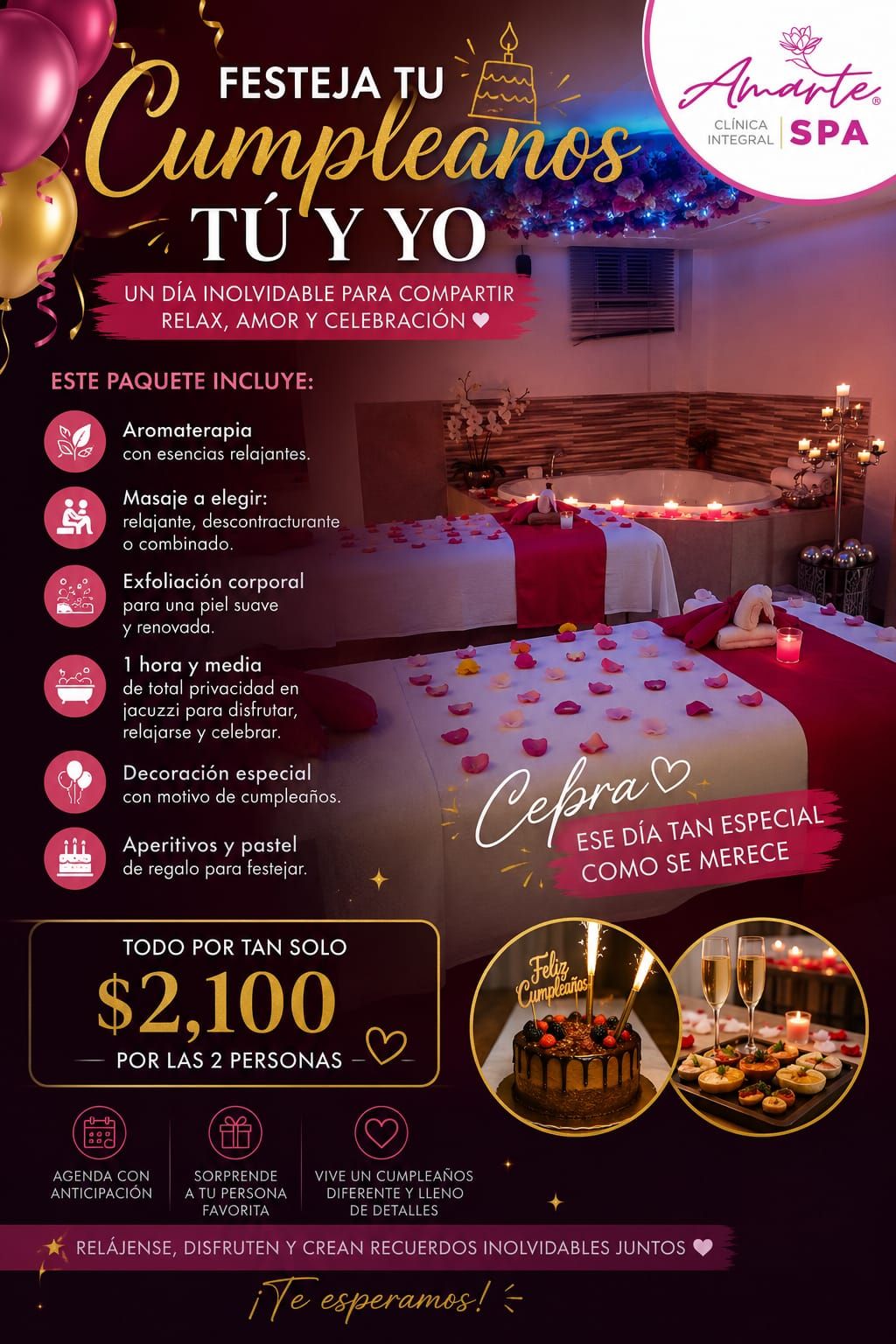 Amarte Spa Facebook ad: FELIZ CUMPLEAÑOS