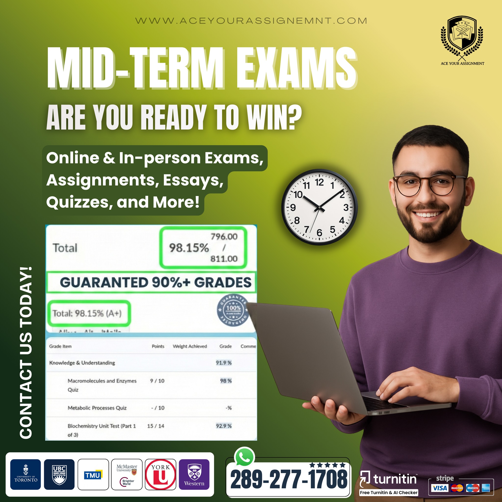 Ace Your Assignment Facebook ad: The Midterm Exam is Almost Here!