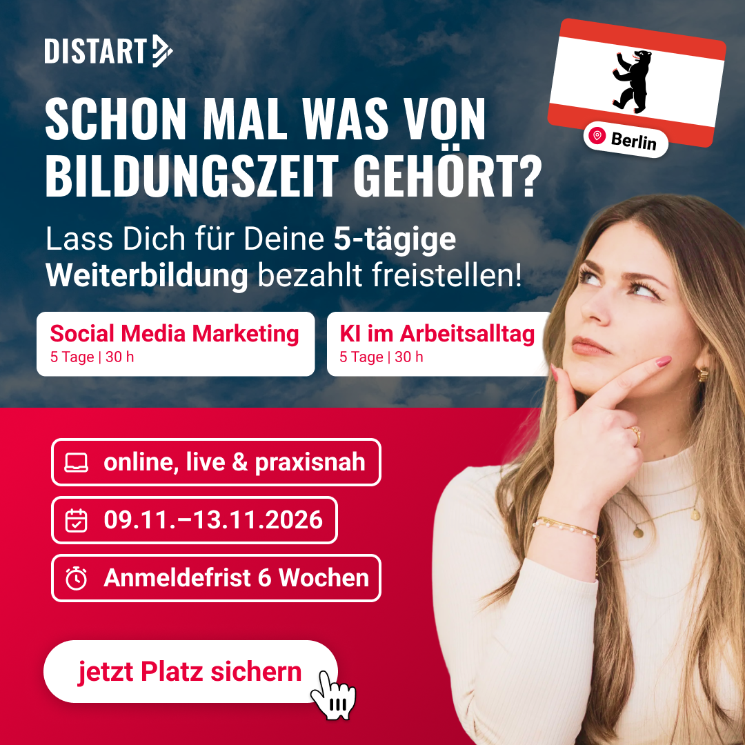 Distart Facebook ad: 5 Tage bezahlt weiterbilden