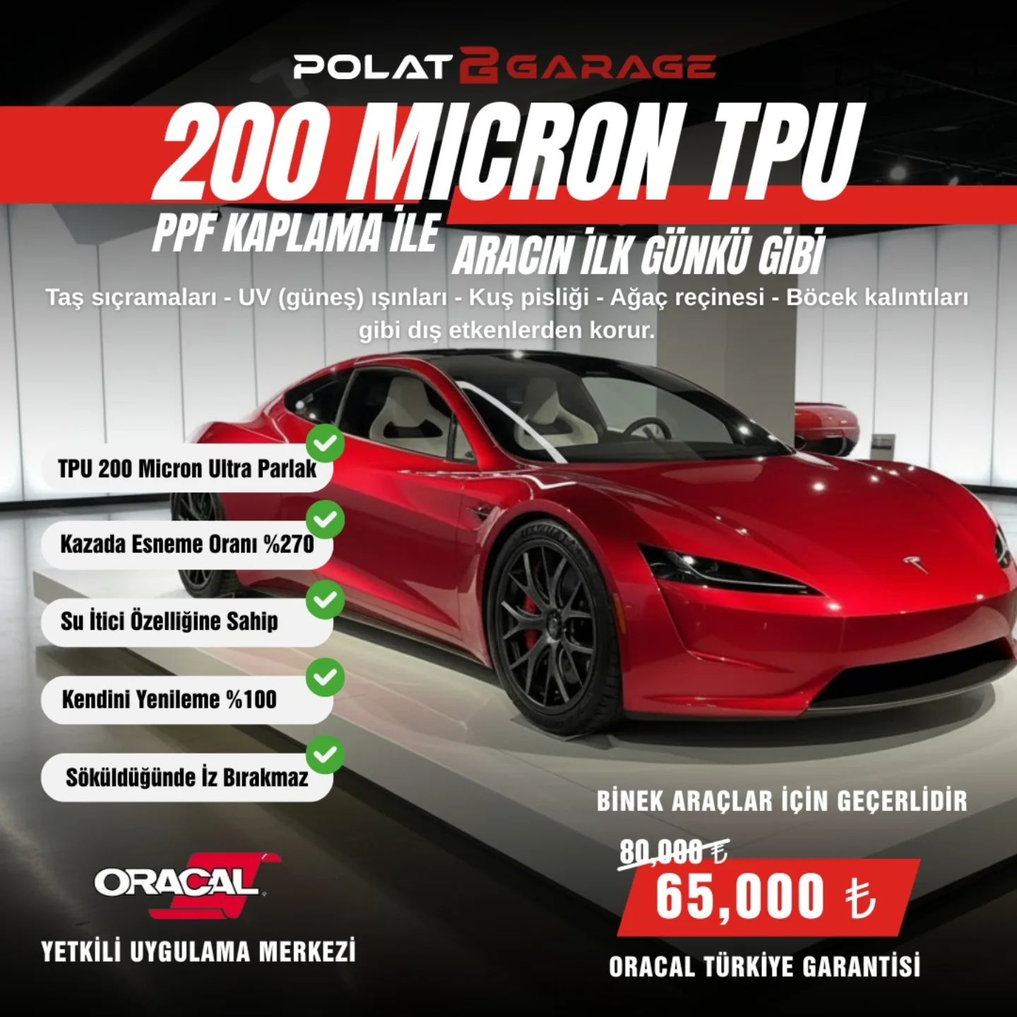 Polat2_Garage Facebook ad: PPF kaplama taş sıçramaları, UV ışınları, kuş pisliği…