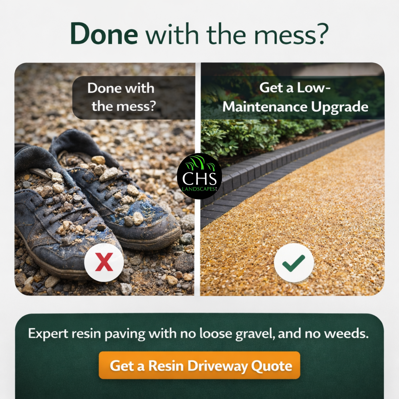 CHS Landscapes Ltd Facebook ad: Upgrade Your Driveway with Resin Paving