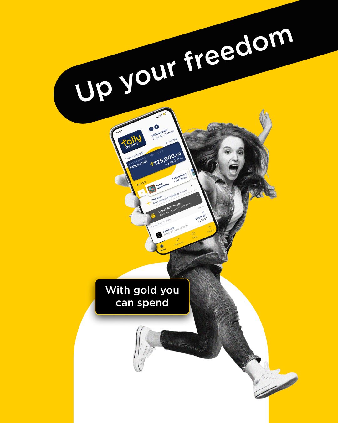TallyMoney Facebook ad: Freedom starts when your money is truly yours.