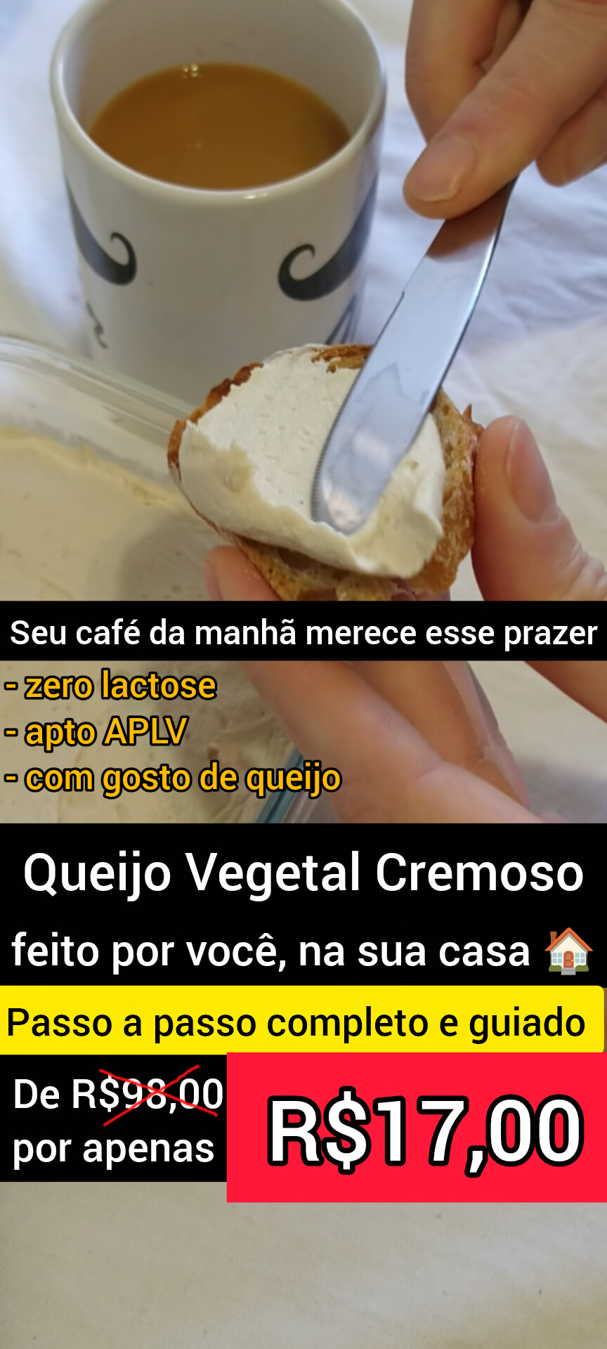 Vegan Cheese Lover Facebook ad: Queijo Vegetal Cremoso - sua solução