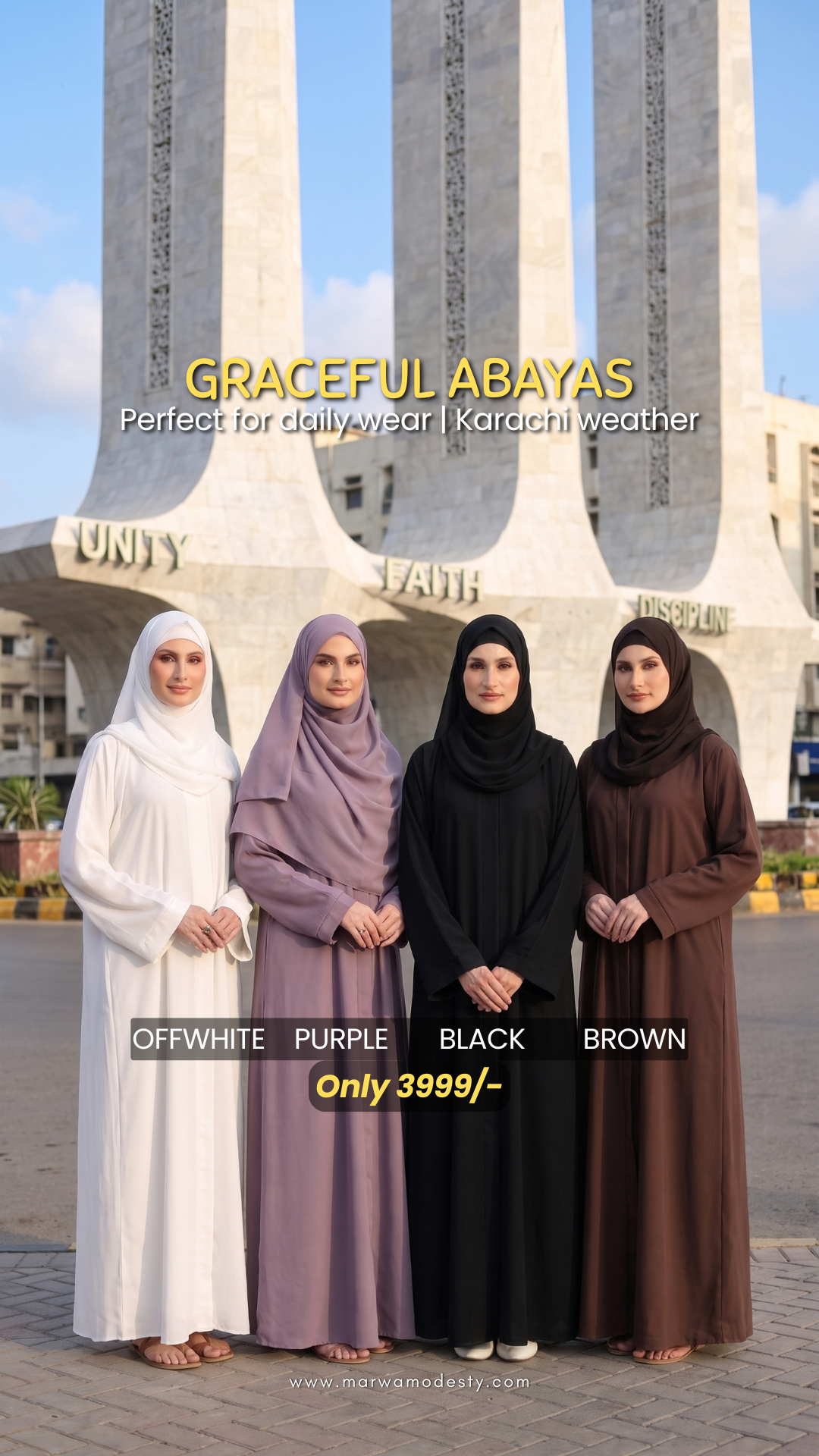 Marwa Modesty Facebook ad: Explore Karachi with modesty From 3999/-