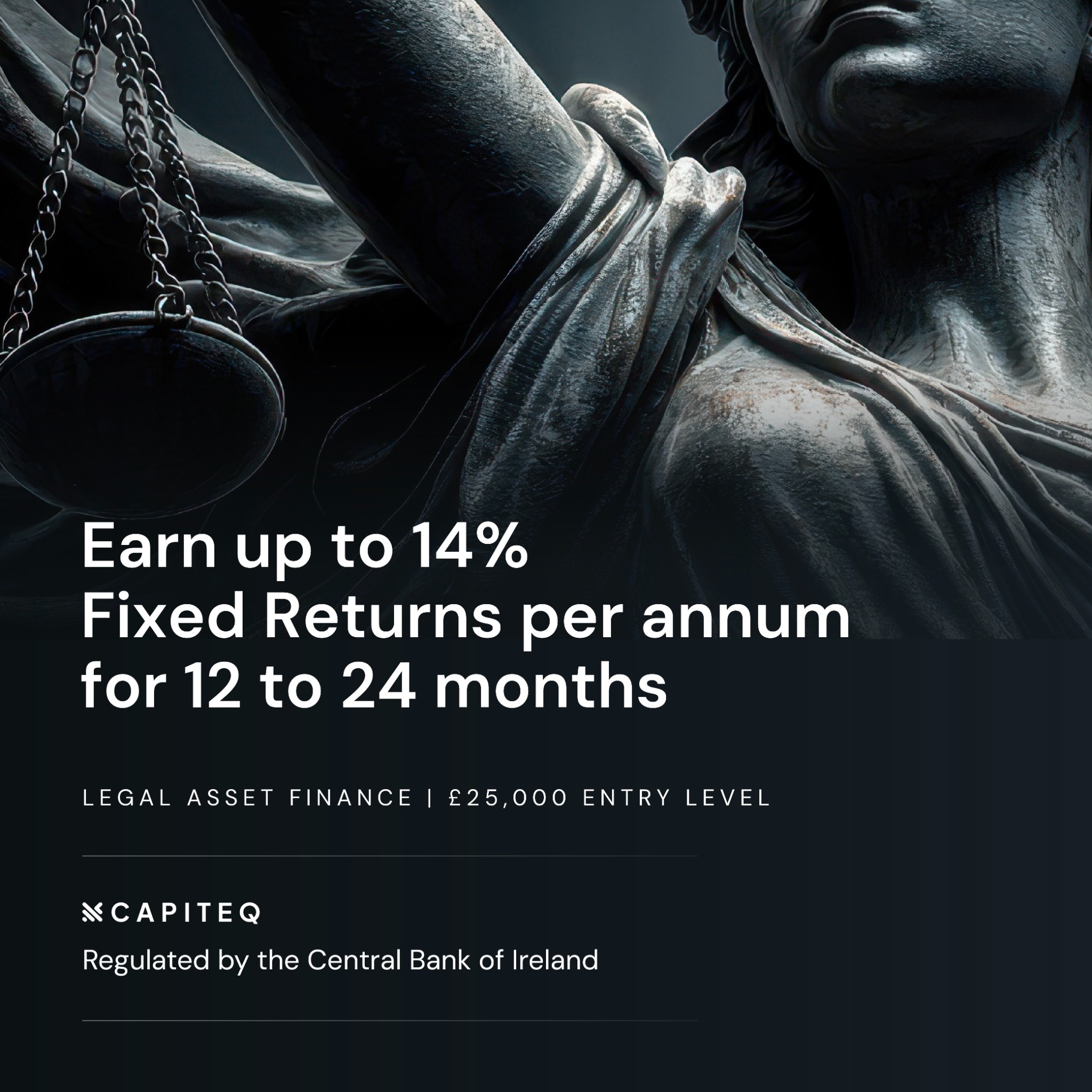 Capiteq.uk Facebook ad: Up to 14% Fixed Returns
