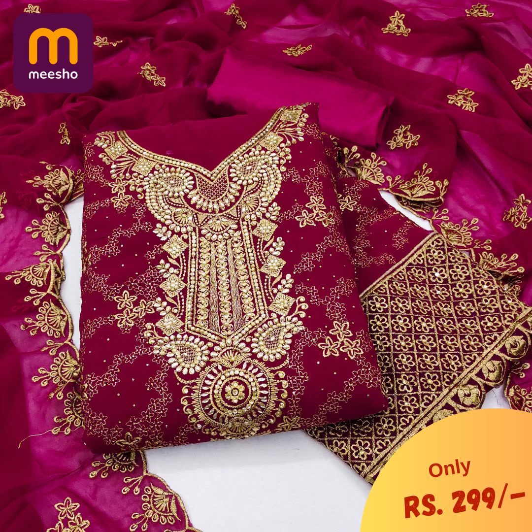Today Sale Facebook ad: Premium Embroidered Dress Material, Shop Now