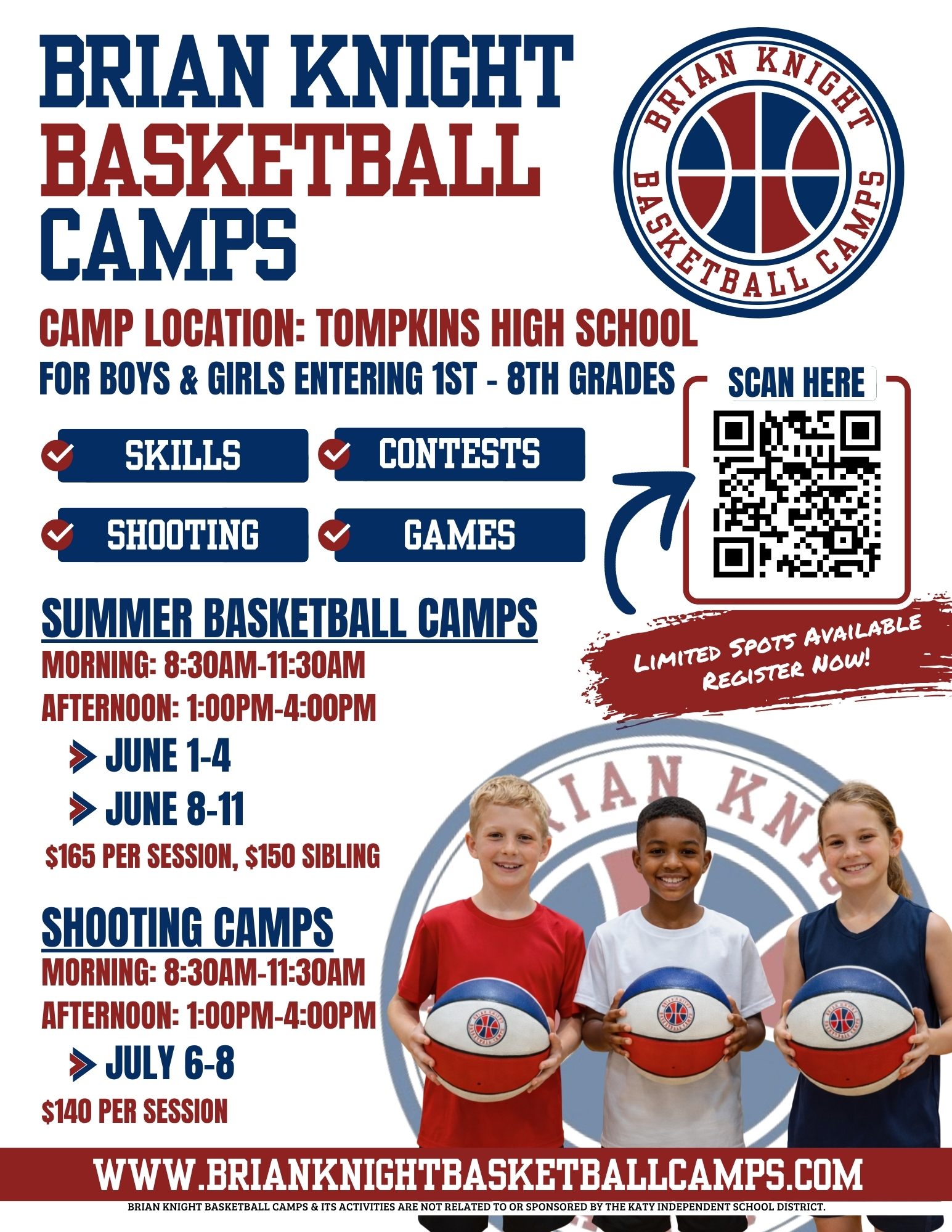 Brian Knight Basketball Camps Facebook ad: REGISTER NOW, SUMMER BASKETBALL CAMP!