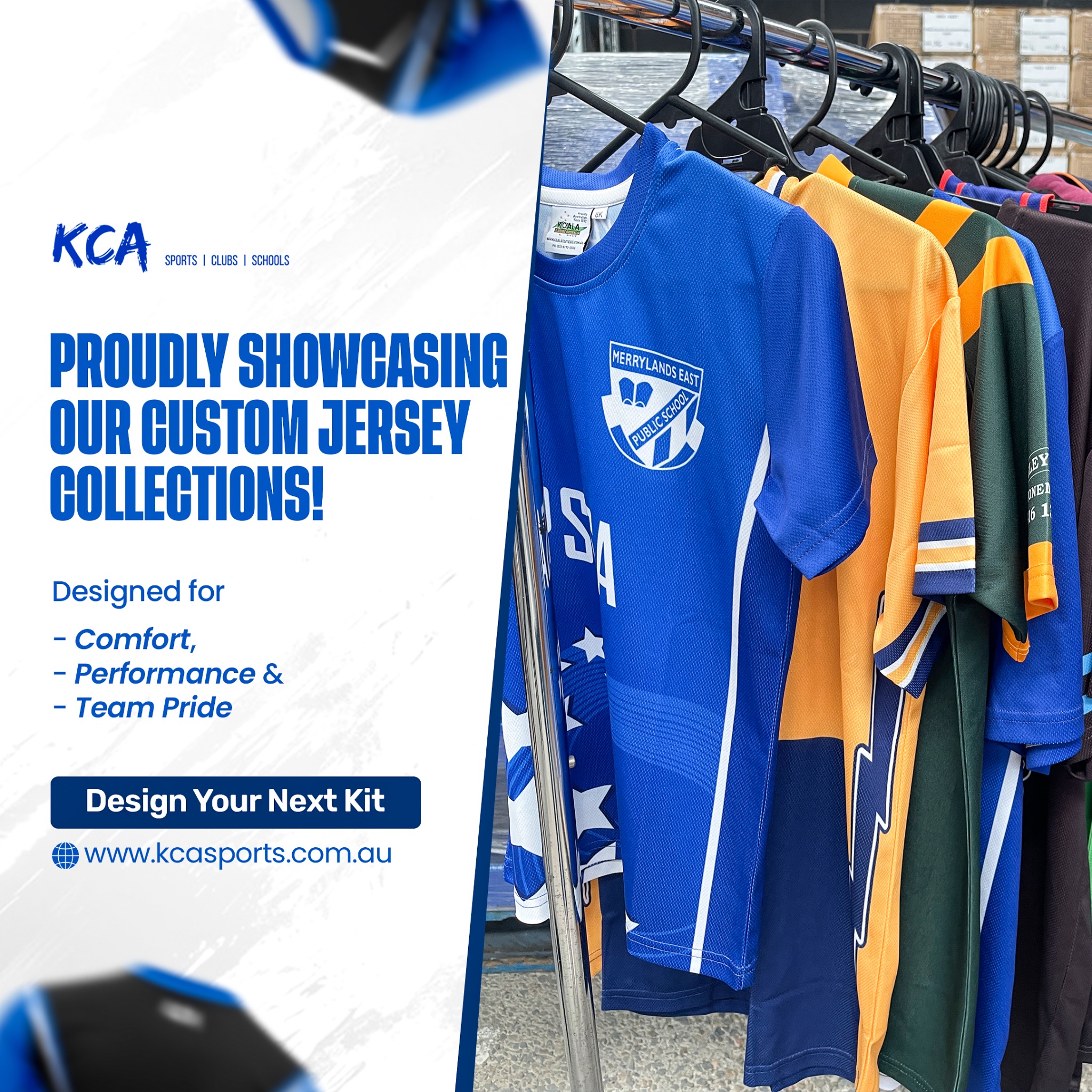 KCA Sports Facebook ad: Custom Jerseys - Start Here!