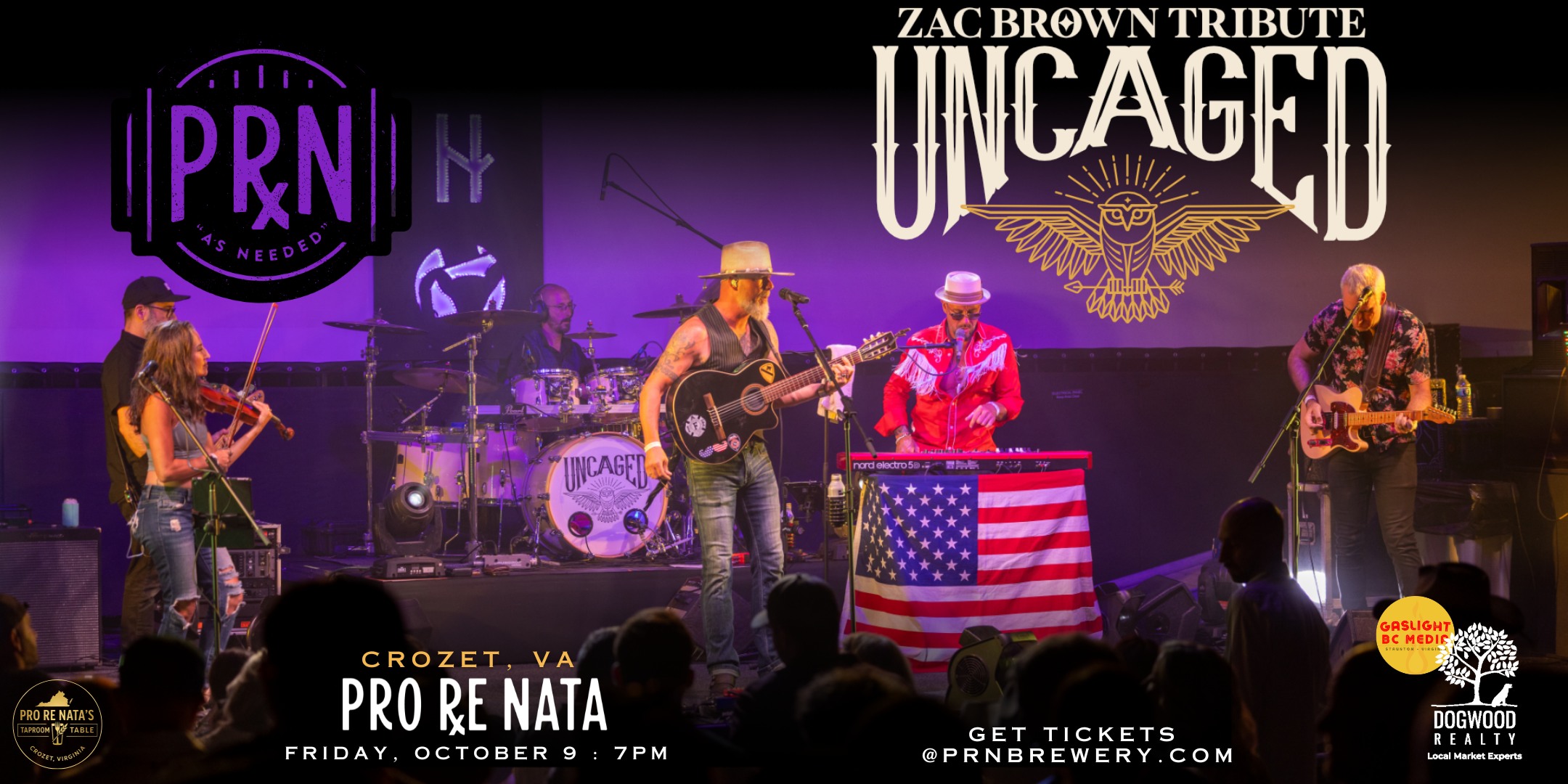 Pro Re Nata Brewpub & Music Hall Facebook ad: UNCAGED: Zac Brown Tribute @ Pro Re Nata