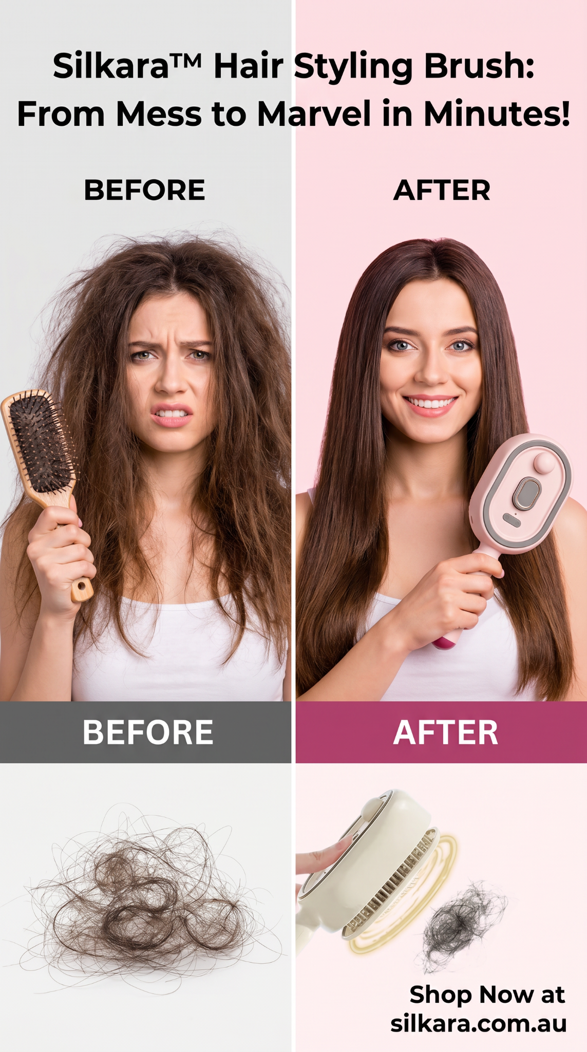 Silkara Facebook ad: Smooth, Shiny Hair in Minutes