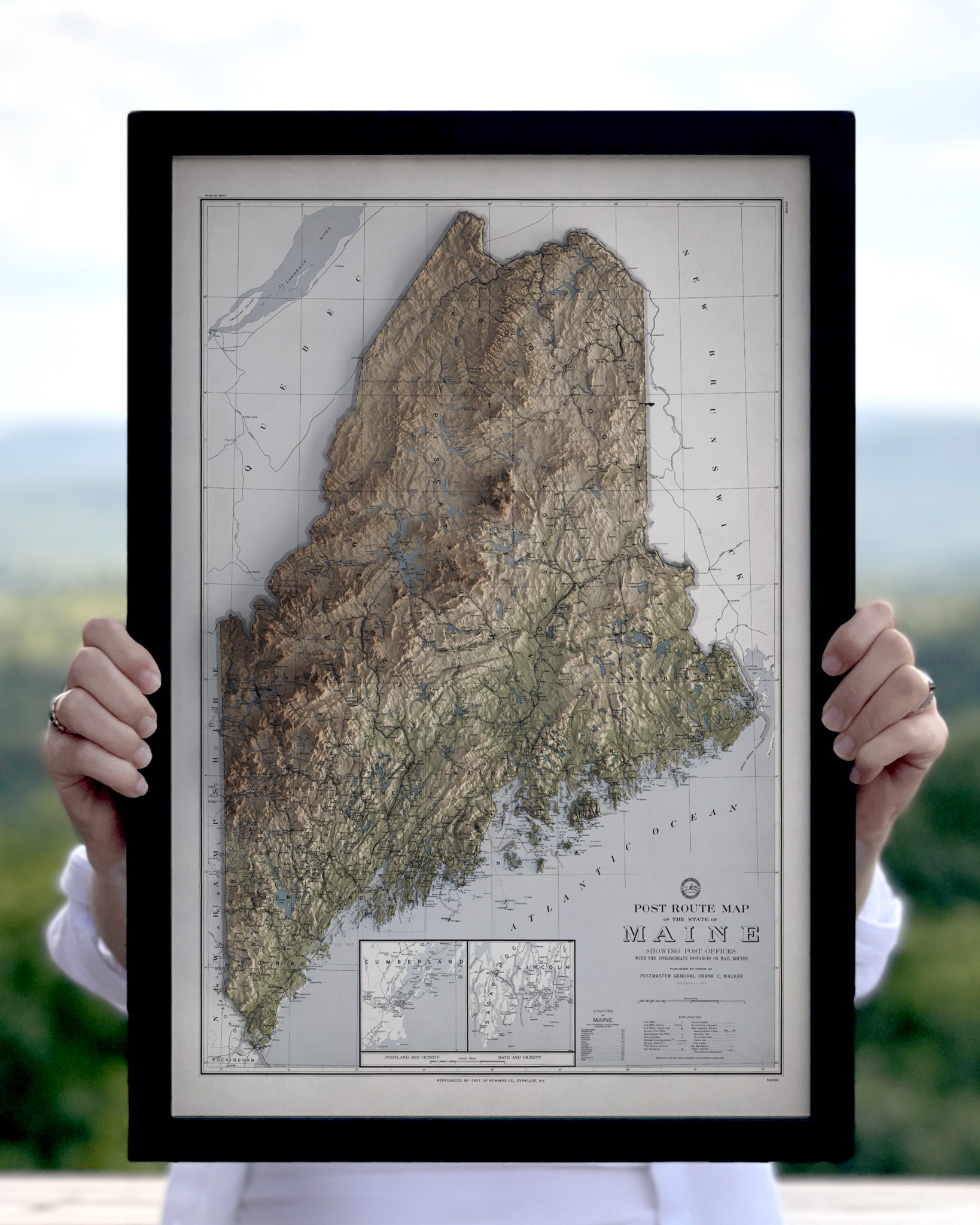 East of Nowhere Maps Facebook ad: Maine Map (Flat Print)