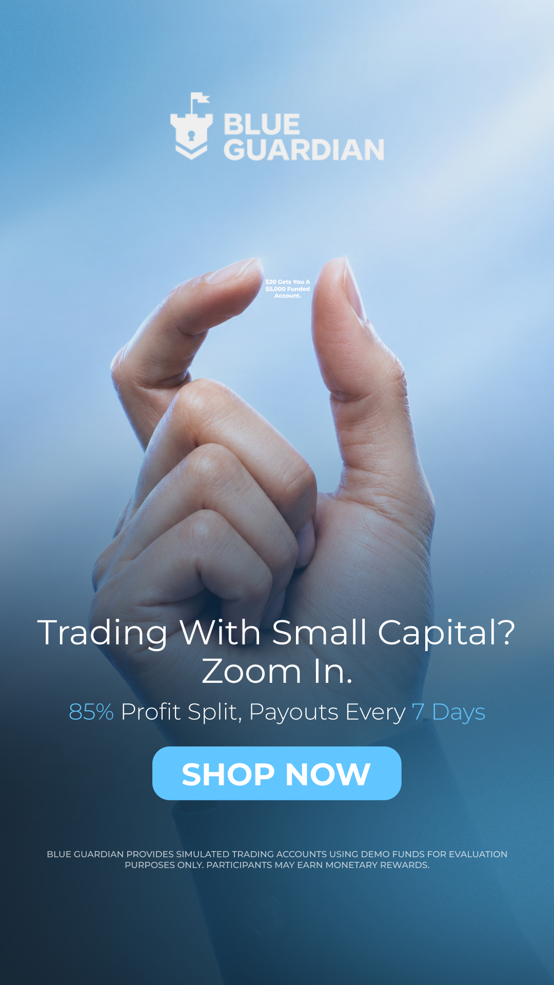 Blue Guardian Facebook ad: Trading with small capital?