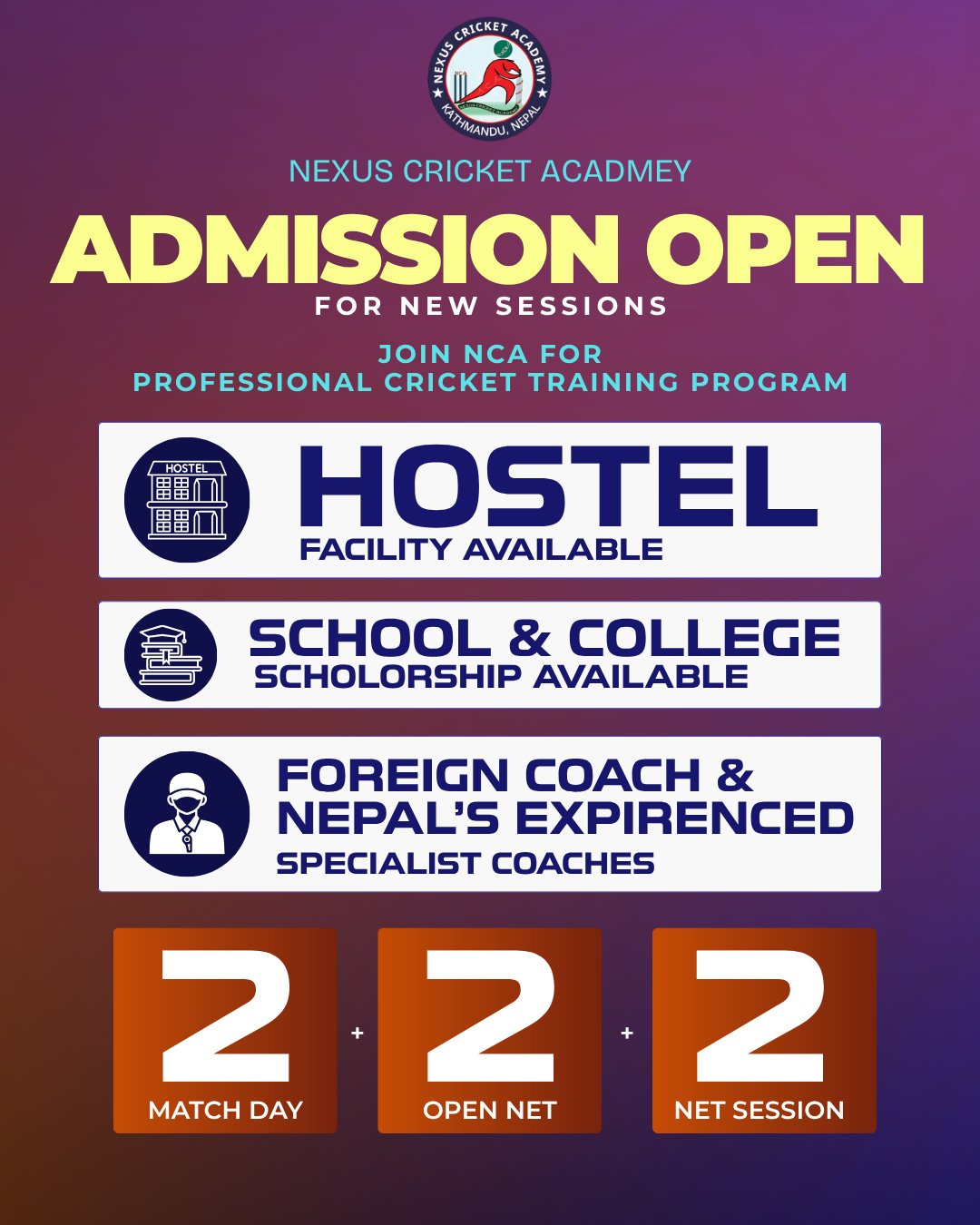 Nexus Cricket Academy - NCA Facebook ad