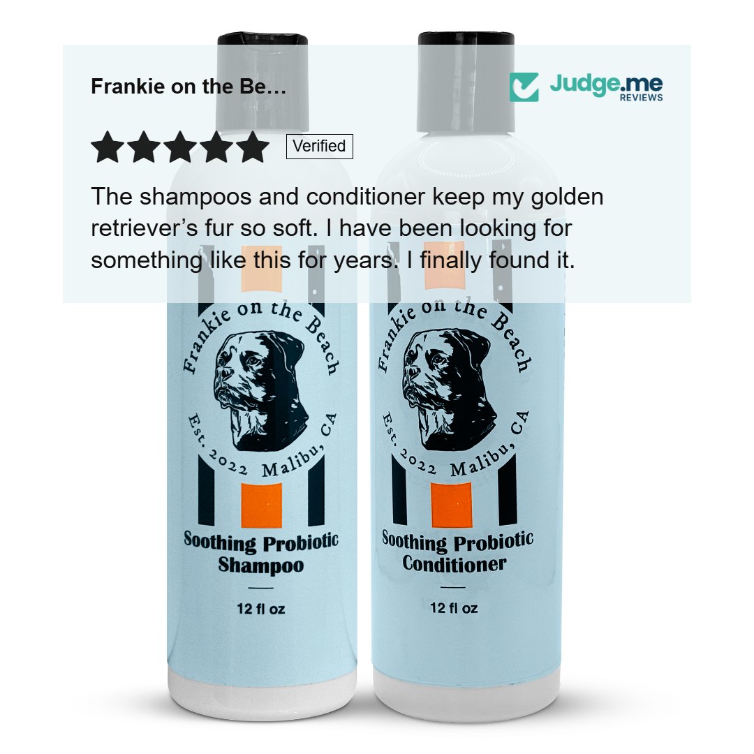Frankie on the Beach Facebook ad: Frankie on the Beach Shop Dog Probiotic Shampoos…
