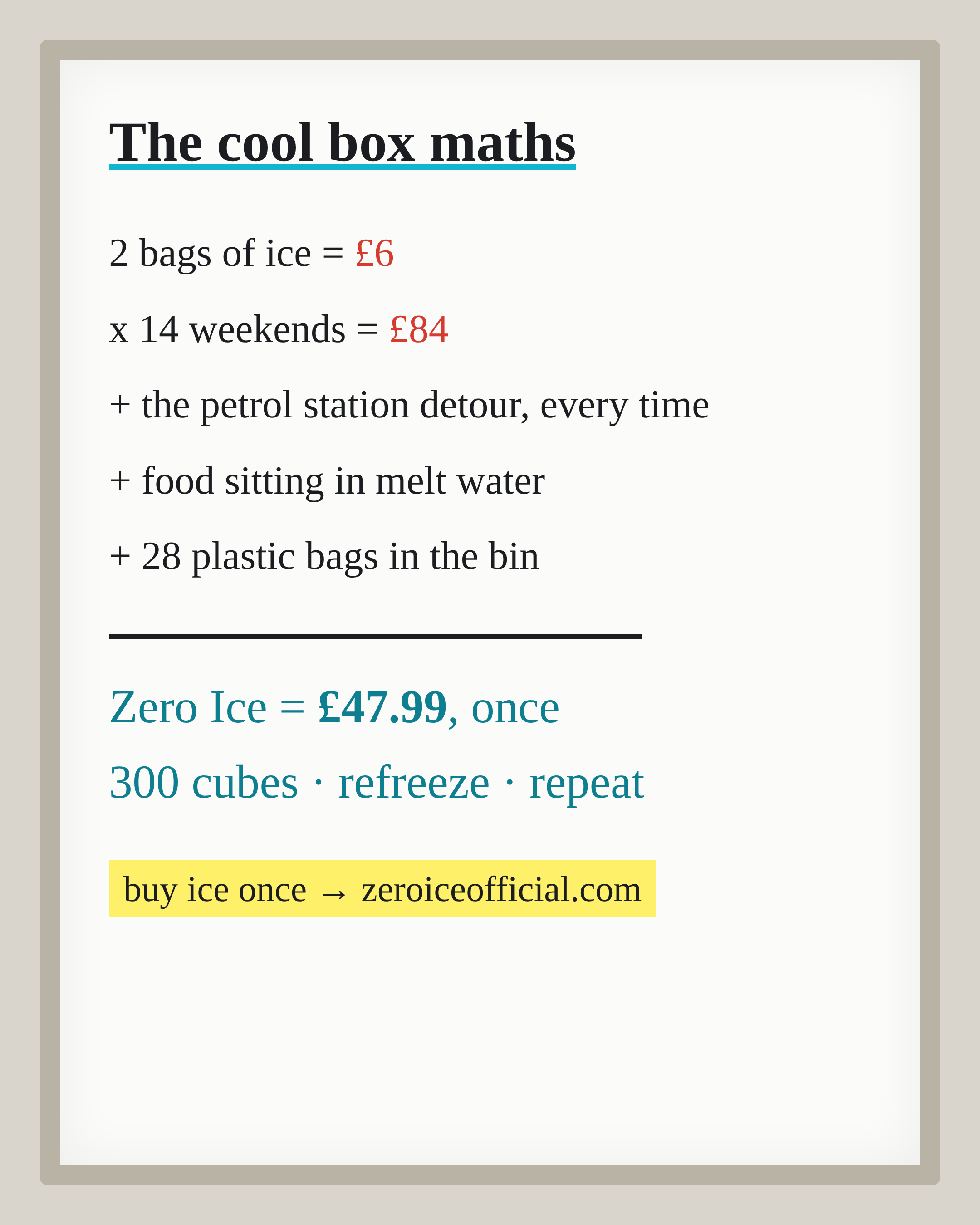 ZERO ICE Facebook ad
