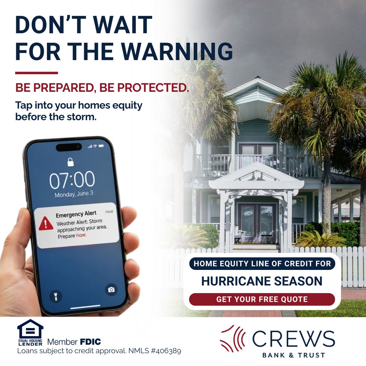 Crews Bank & Trust Facebook ad: Book Your Free Equity Review