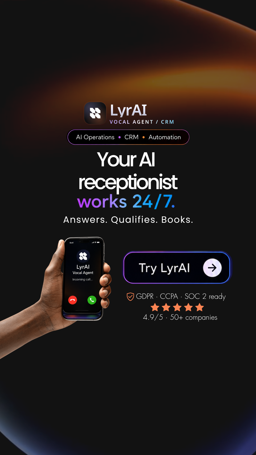 Lyrai AI Facebook ad: Never miss a lead