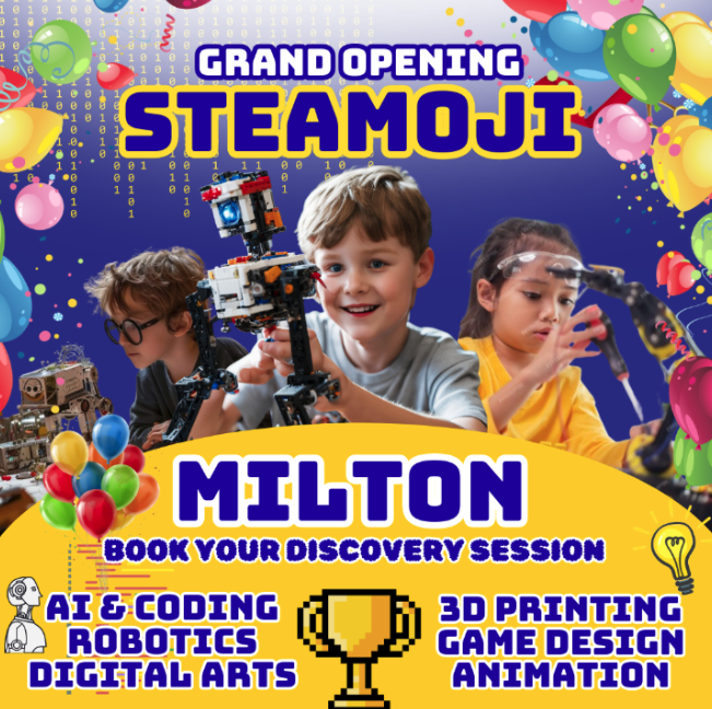 Steamoji - Milton Facebook ad: Grand Opening Steamoji Milton is here! Book Your…