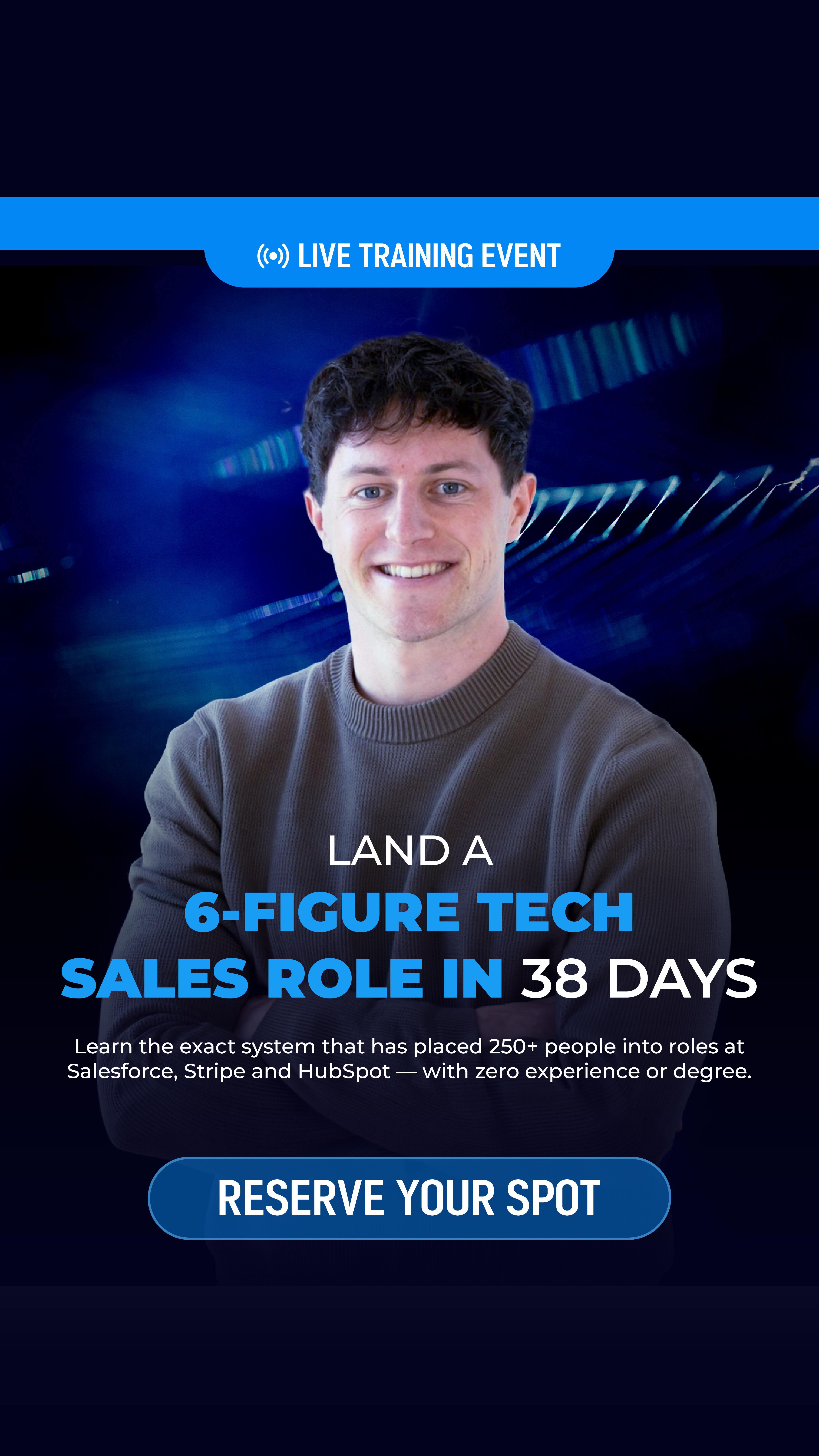 The Sales Circle Facebook ad: Register to our webinar
