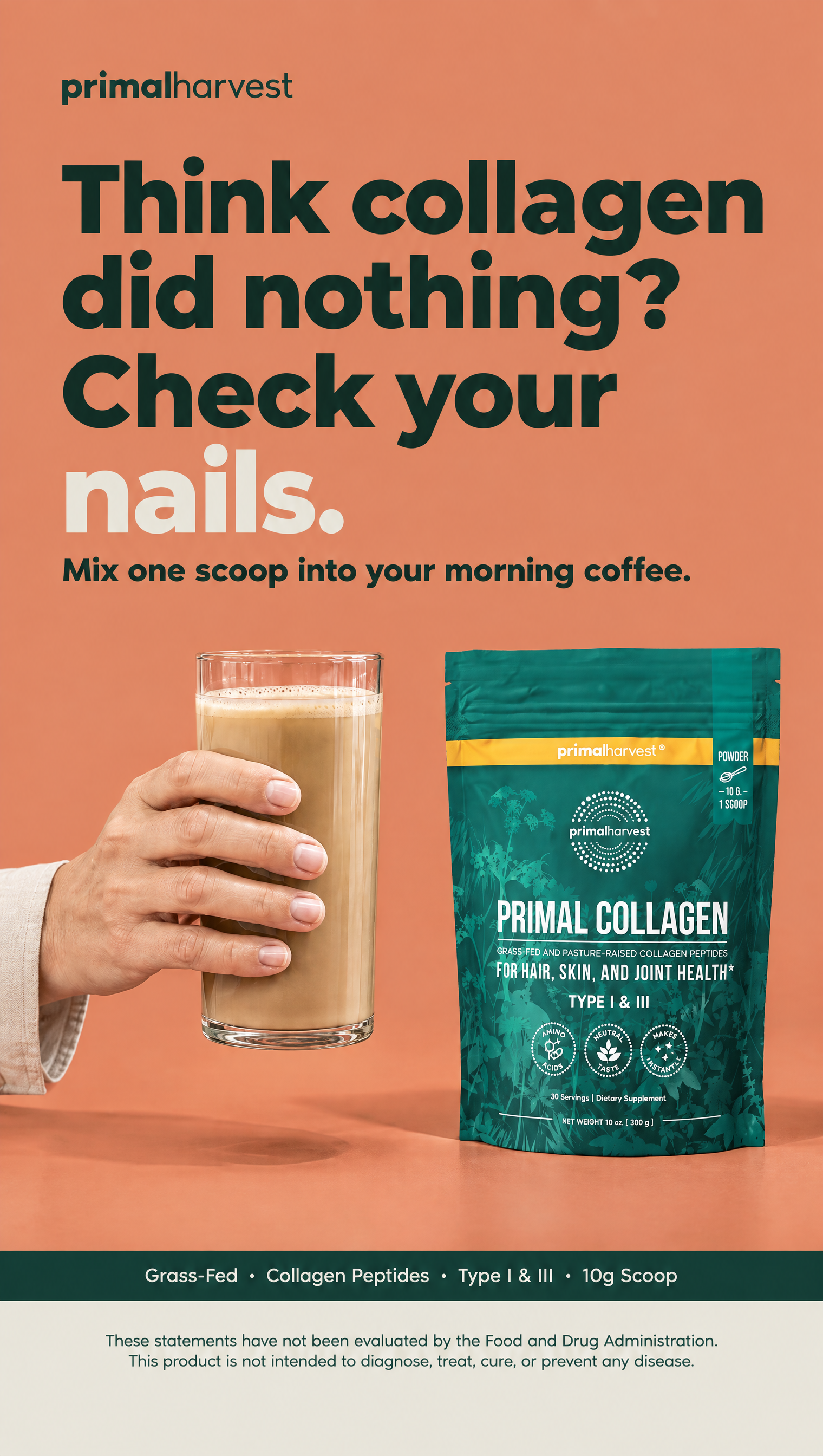 Primal Harvest Facebook ad: Something you can actually check.