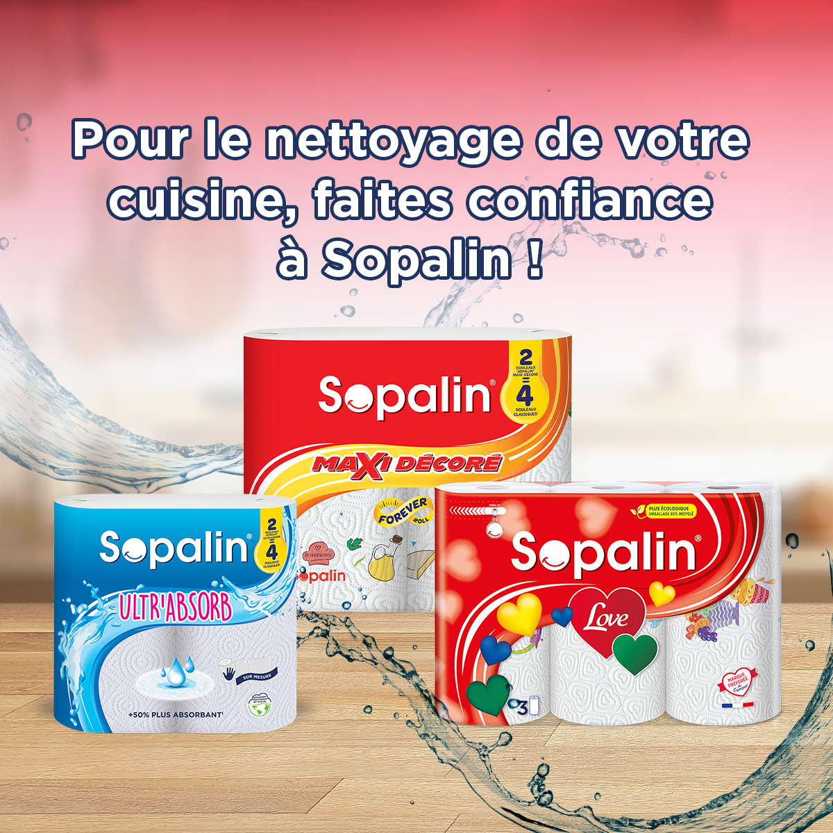 Sopalin Facebook ad: Mauvaise nouvelle pour les éclaboussures en cuisine.