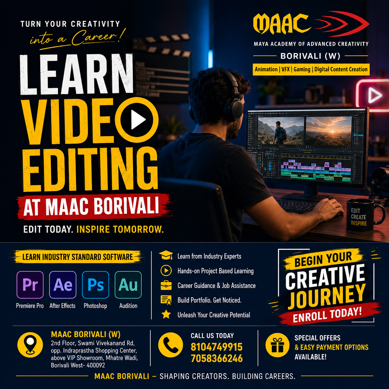 MAAC Borivali Facebook ad: Master Video Editing at MAAC Borivali