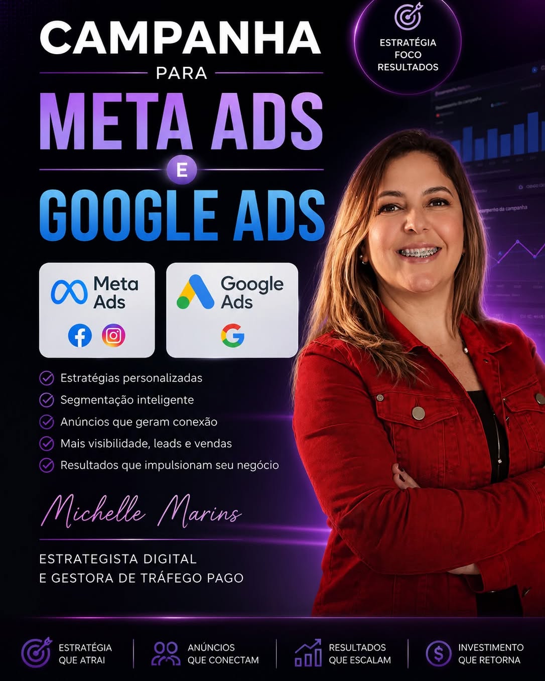 Michelle Marins Digital Facebook ad: Transforme anúncios em clientes.