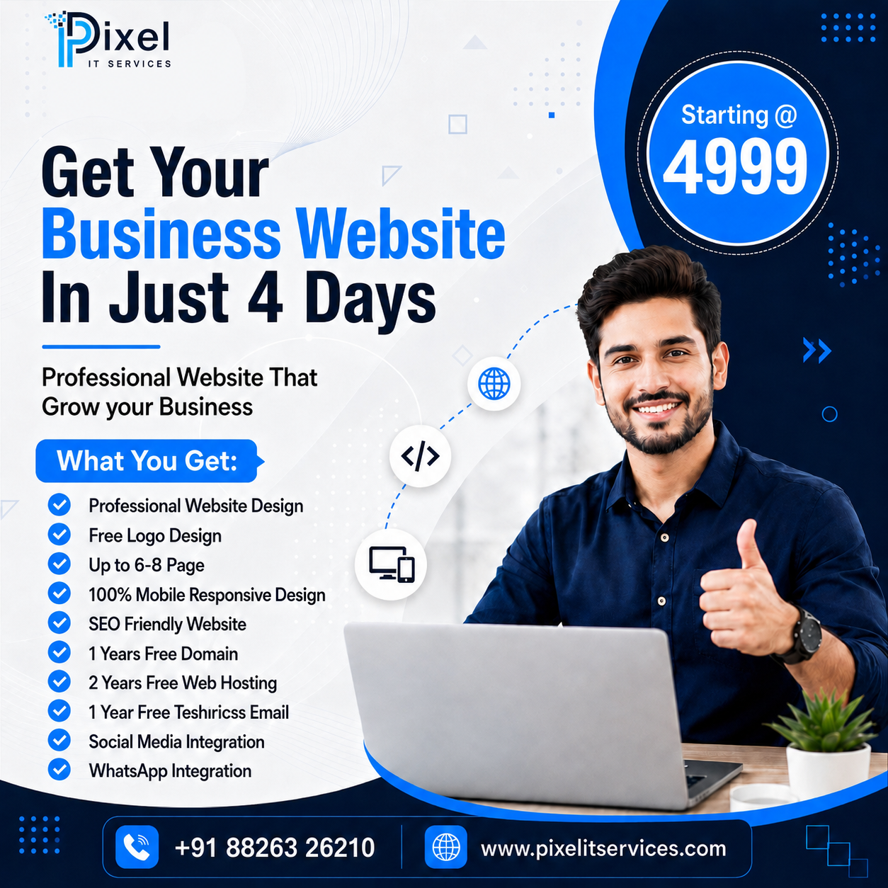 Pixel IT Services Facebook ad: SEO-Optimized, Mobile-Friendly Website with Free Hosting @…