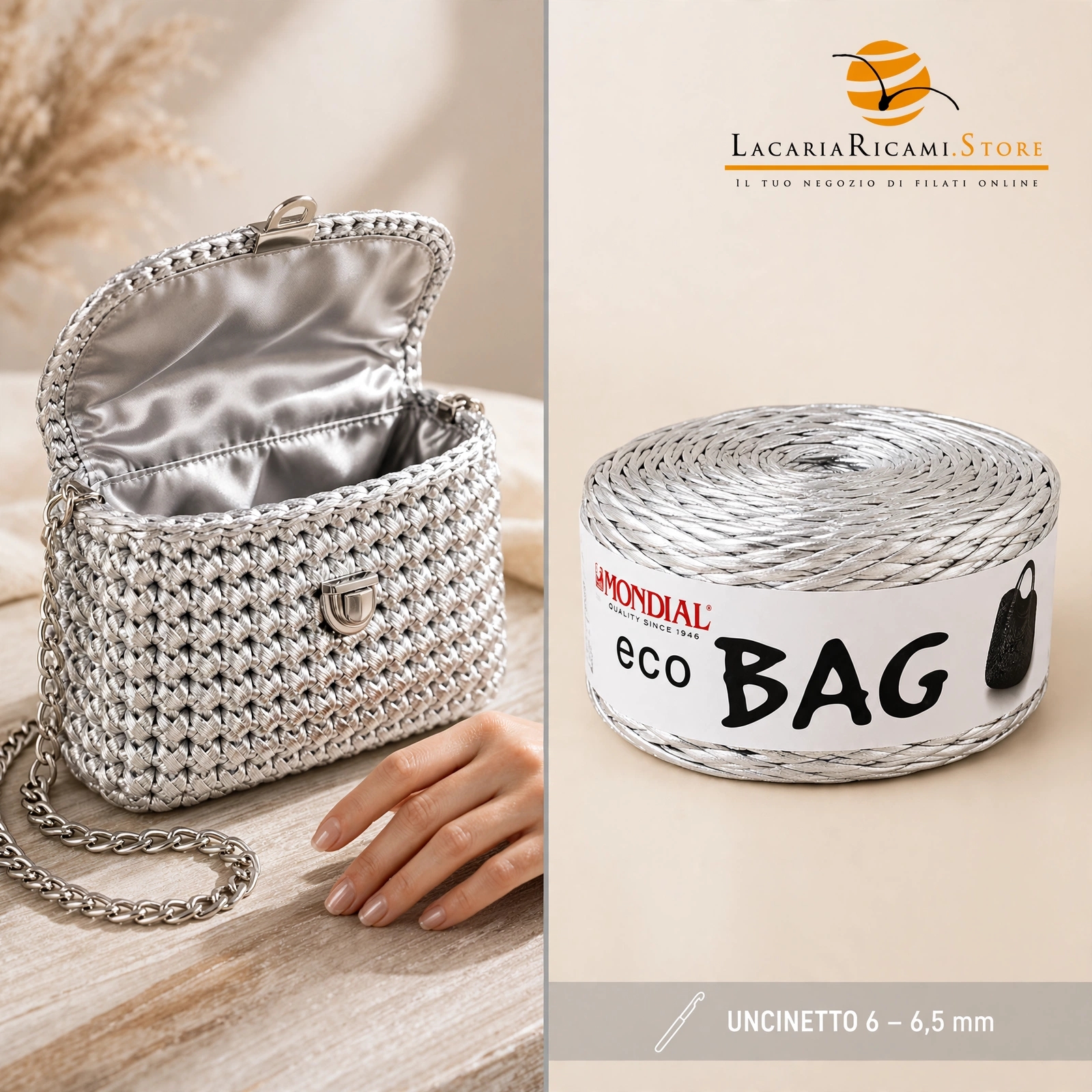 LacariaRicami.Store Facebook ad: Fettuccia ECO BAG (Eco Pelle) - MONDIAL | LacariaRicami