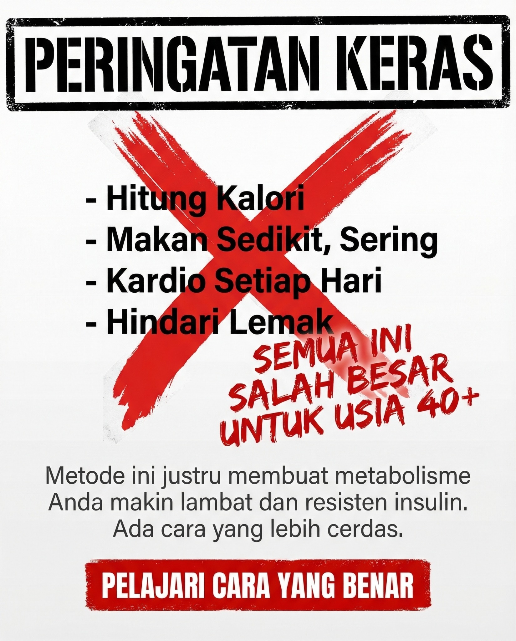 Leanova Natural Facebook ad: Peringatan: Diet Anda Salah.