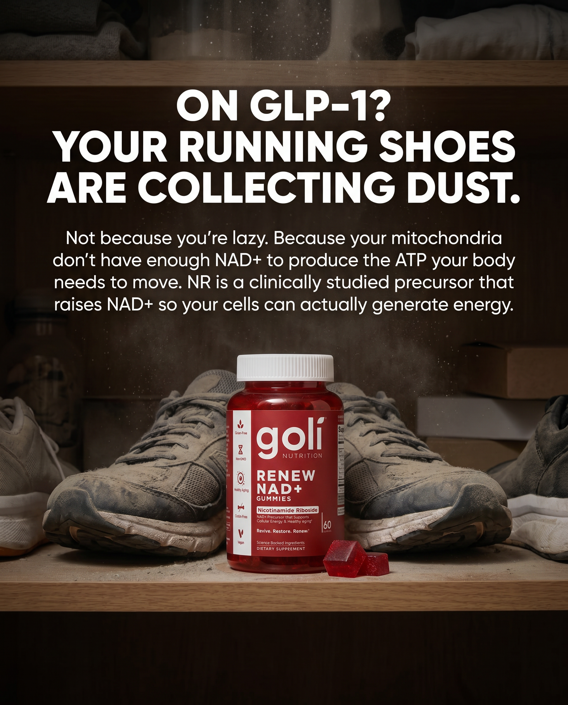 Goli Facebook ad: On a GLP-1 and Running on Empty?
