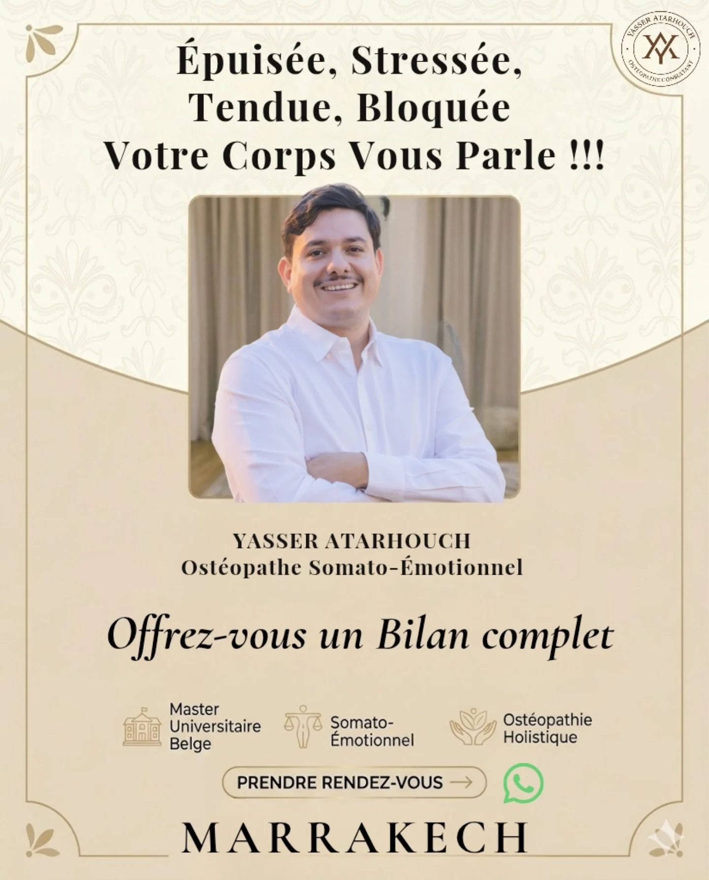yasseratarhouch Facebook ad: Ostéopathe, Kinésithérapeute et Thérapeute…