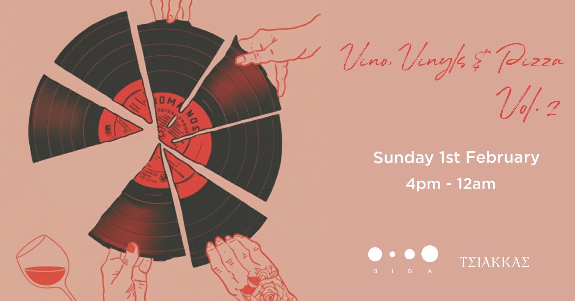 Biga Neapolitan Pizza Facebook ad: Vino, Vinyls & Pizza Vol. 2