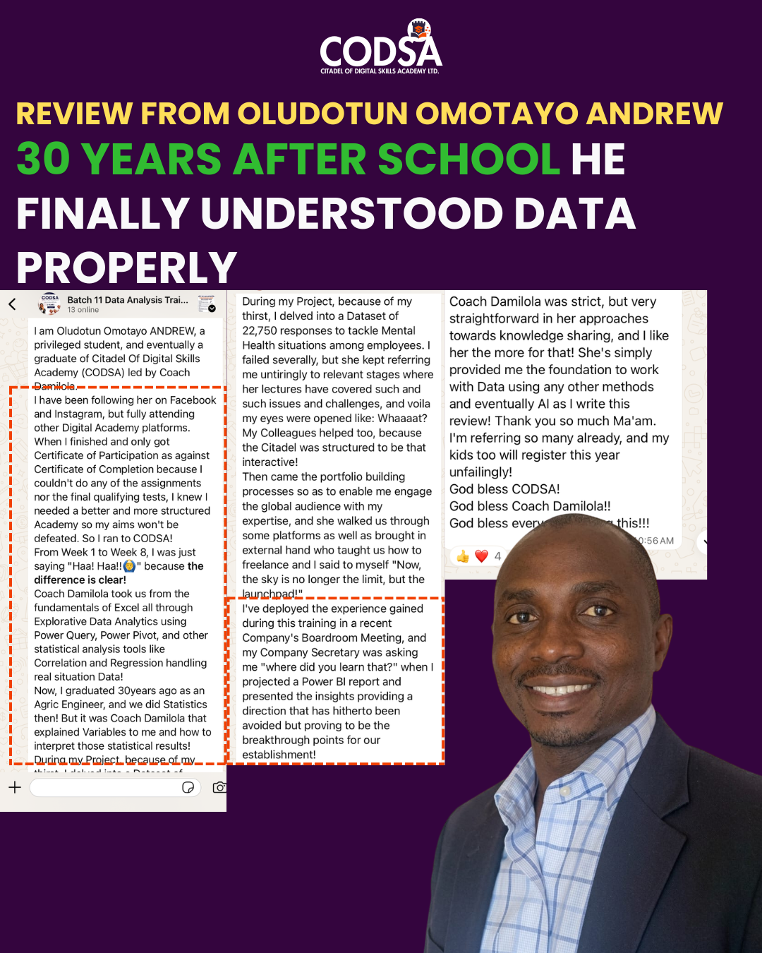 Damilola Bakare-Sanusi Facebook ad: LET ME TEACH YOU DATA ANALYSIS WITH MICROSOFT…