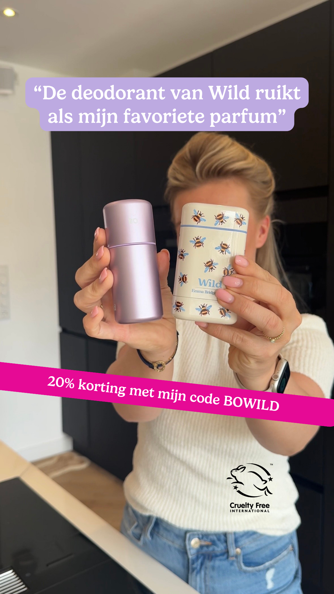 Wild Facebook ad: Met mijn code BOWILD krijg je nu 20% korting op de gehele…