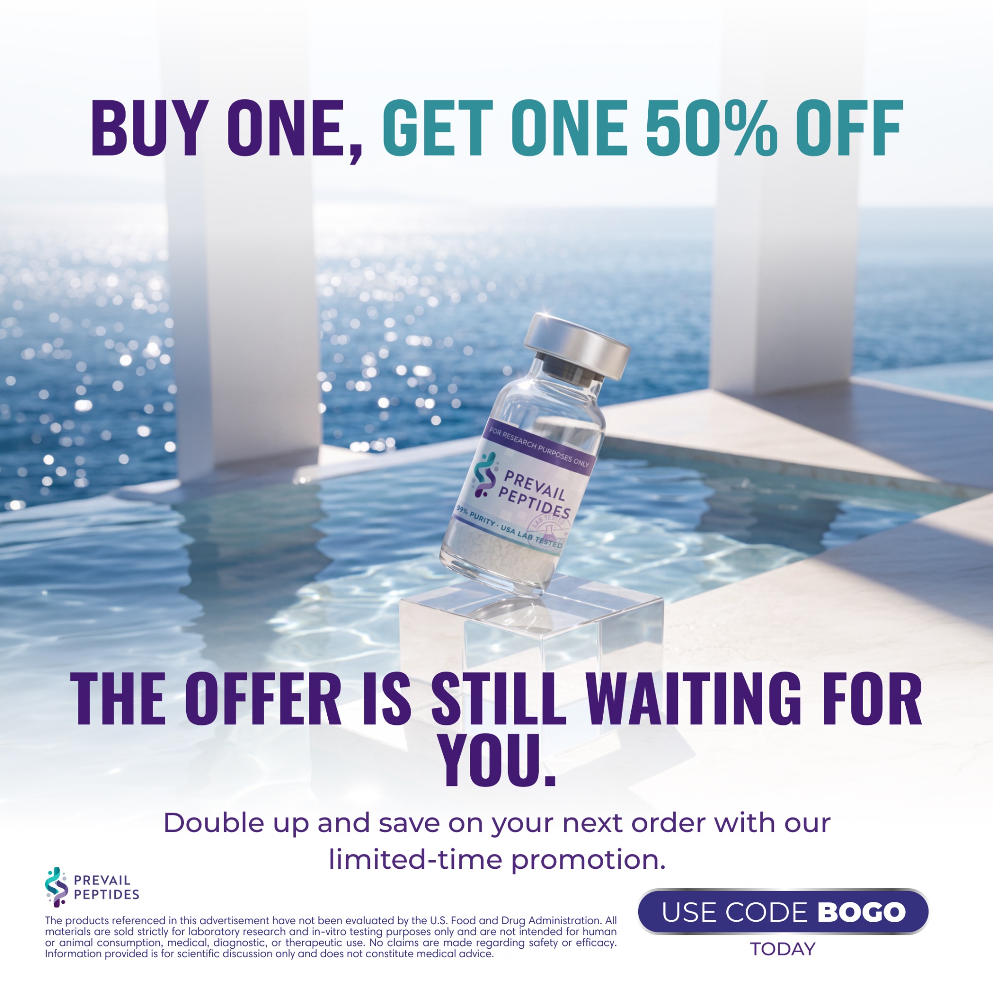 Prevail Labs Facebook ad: Buy 1, Get 1 50% Off