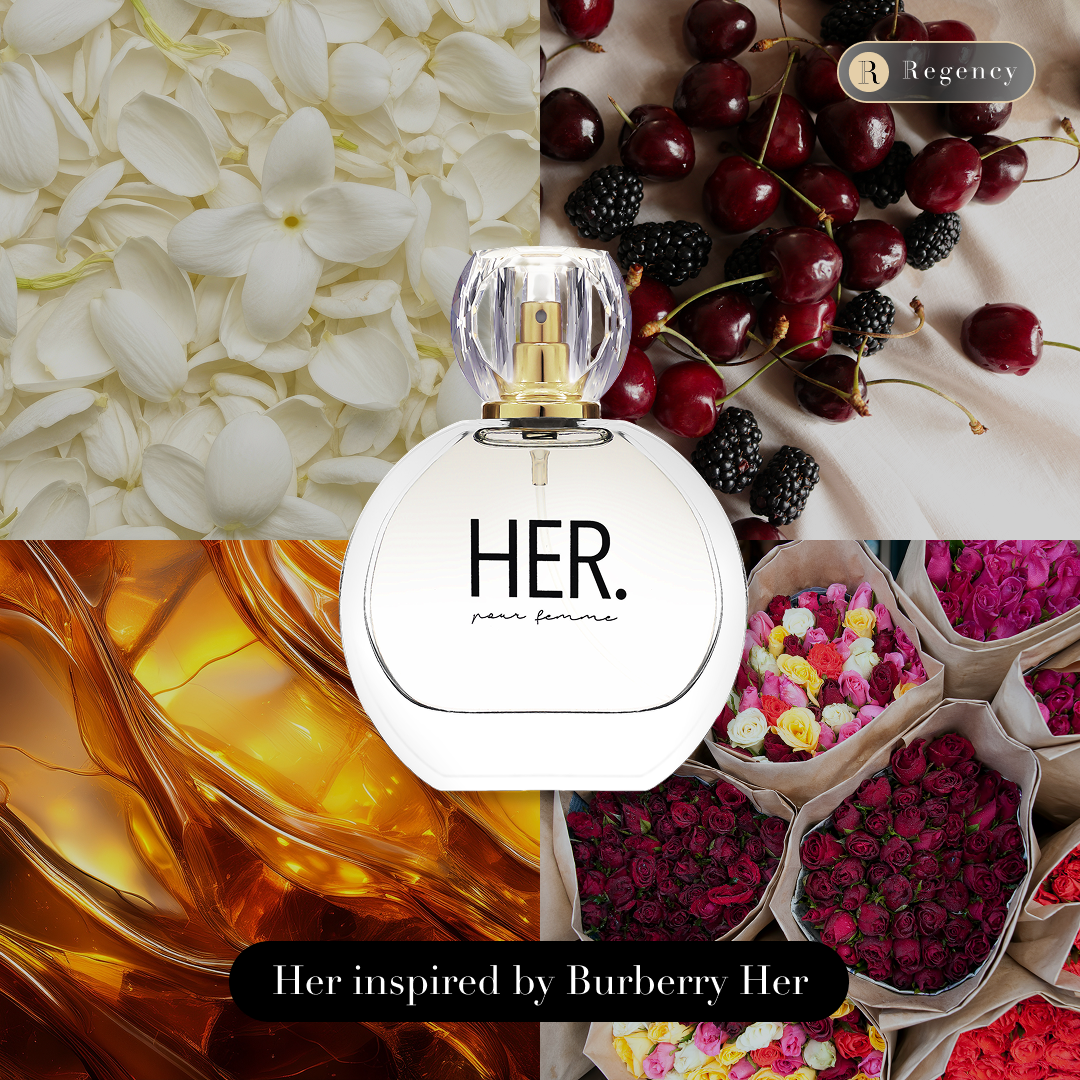 Regency Fragrances Facebook ad: New: HER, From €12