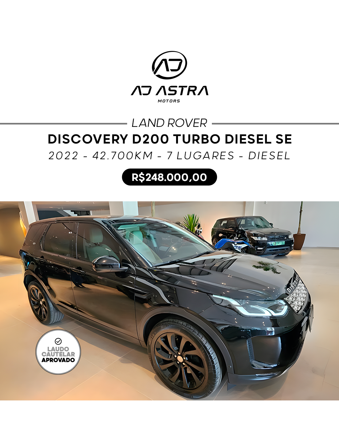 AD Astra Motors Facebook ad: LAND ROVER DISCOVERY SPORT 2.0 D200 TURBO DIESEL…