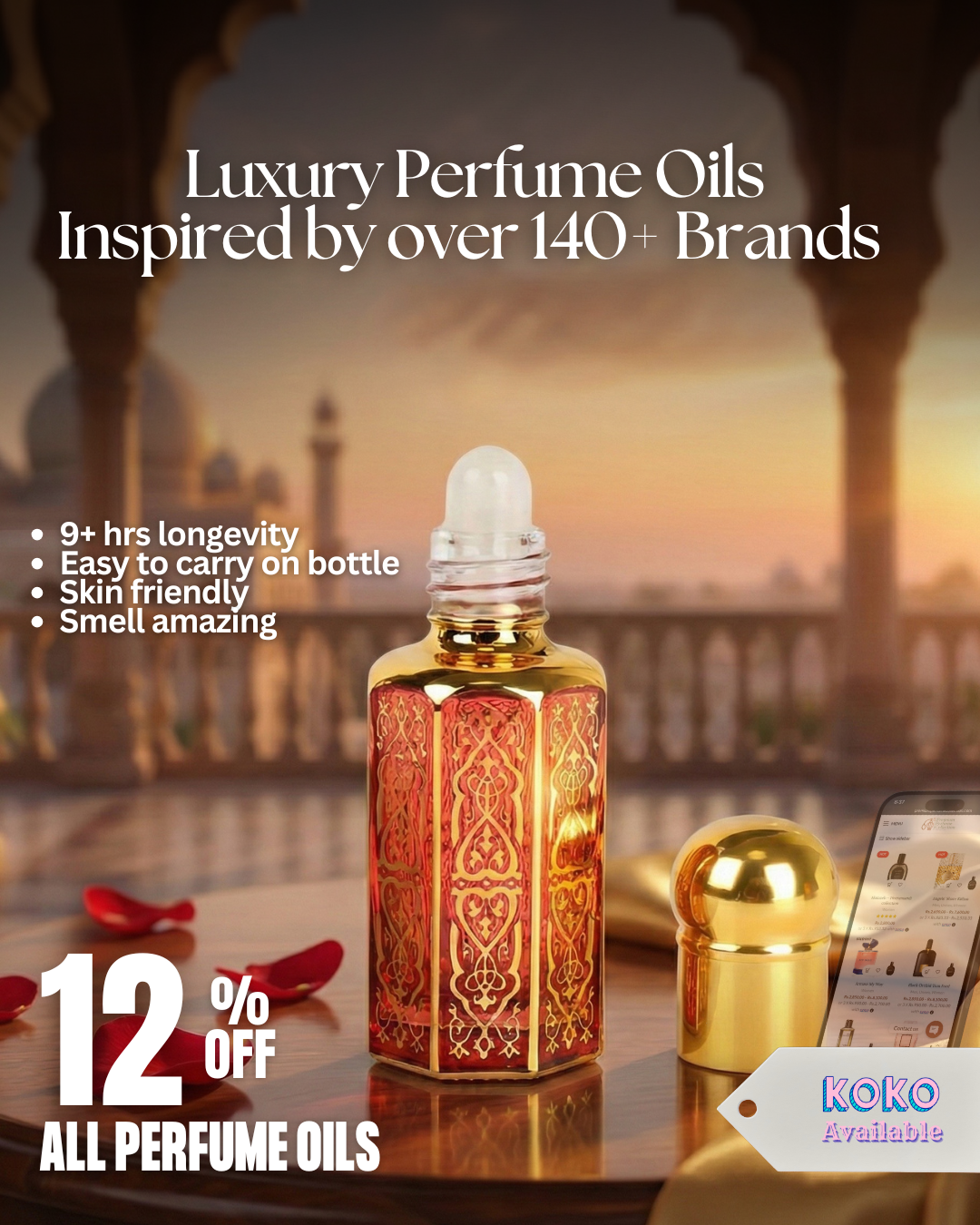 Premium Perfume Oils Facebook ad: Use code PPC10 for upto 12% off! LIMITED OFFER!