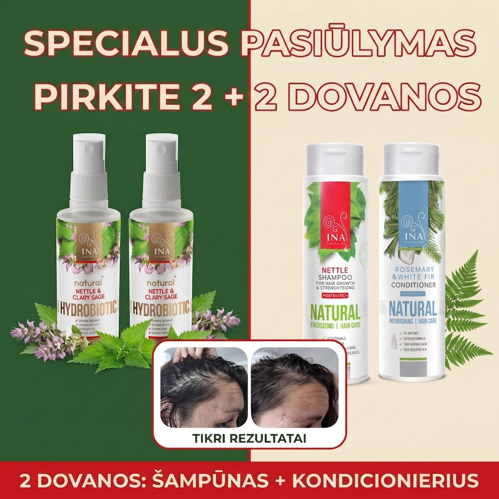 Šeimos Organinė Kosmetika - InaEssentials.lt Facebook ad: Pirk 2 ir gauk šampūną su balzamu dovanų