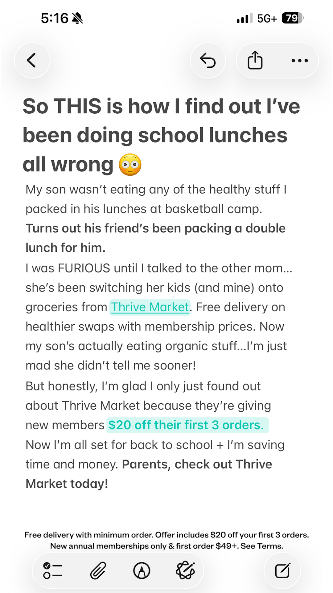 Thrive Market Facebook ad