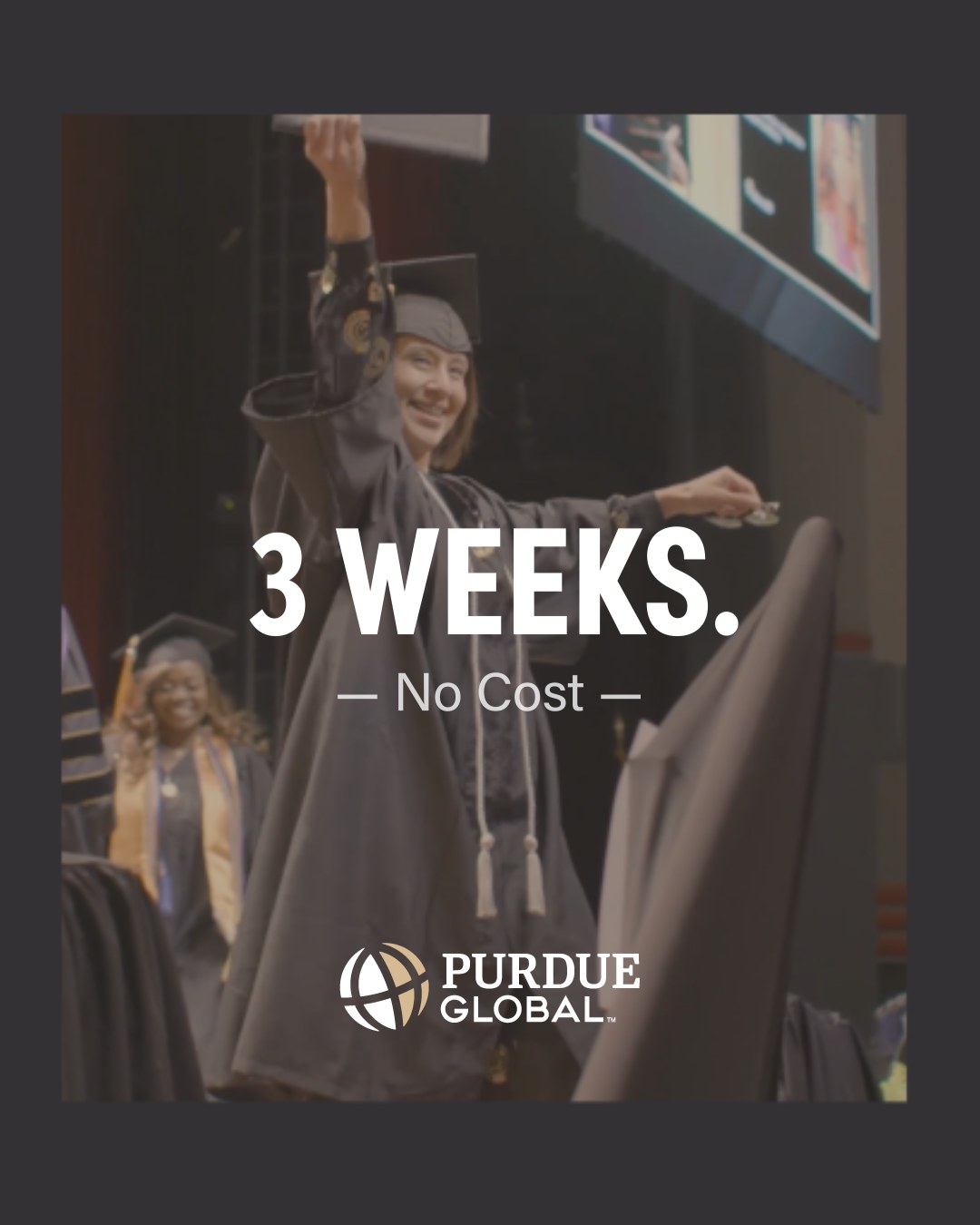 Purdue Global Facebook ad: 3-Week, No-Cost Trial at Purdue Global