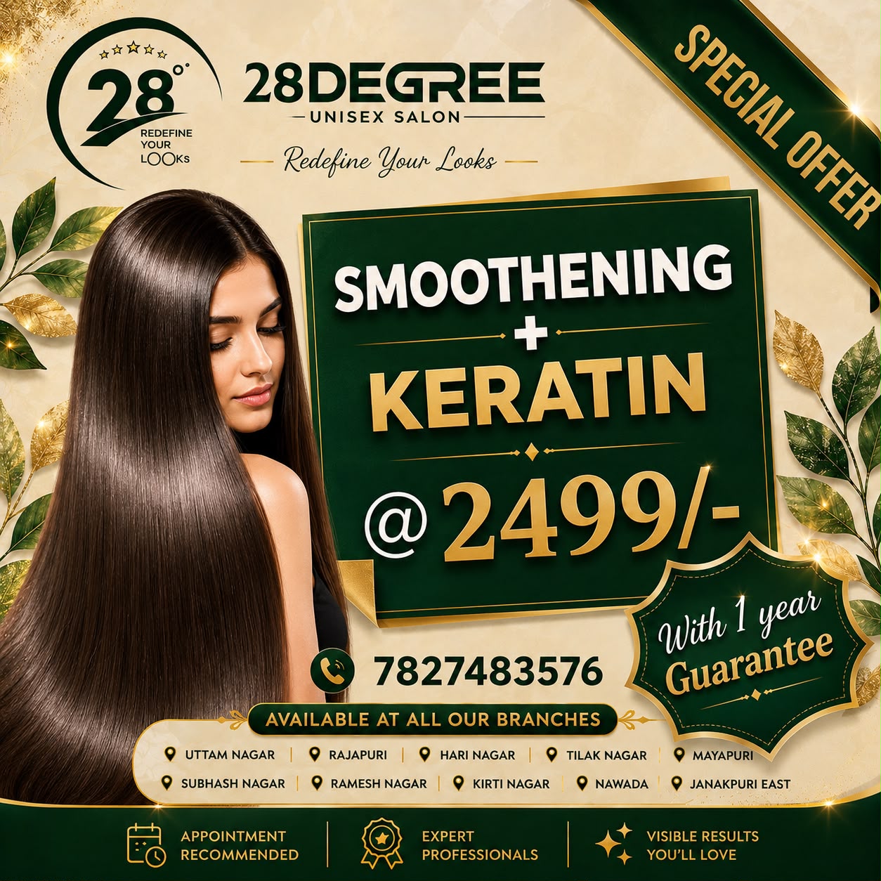 28 degree unisex salon Facebook ad: Instagram
