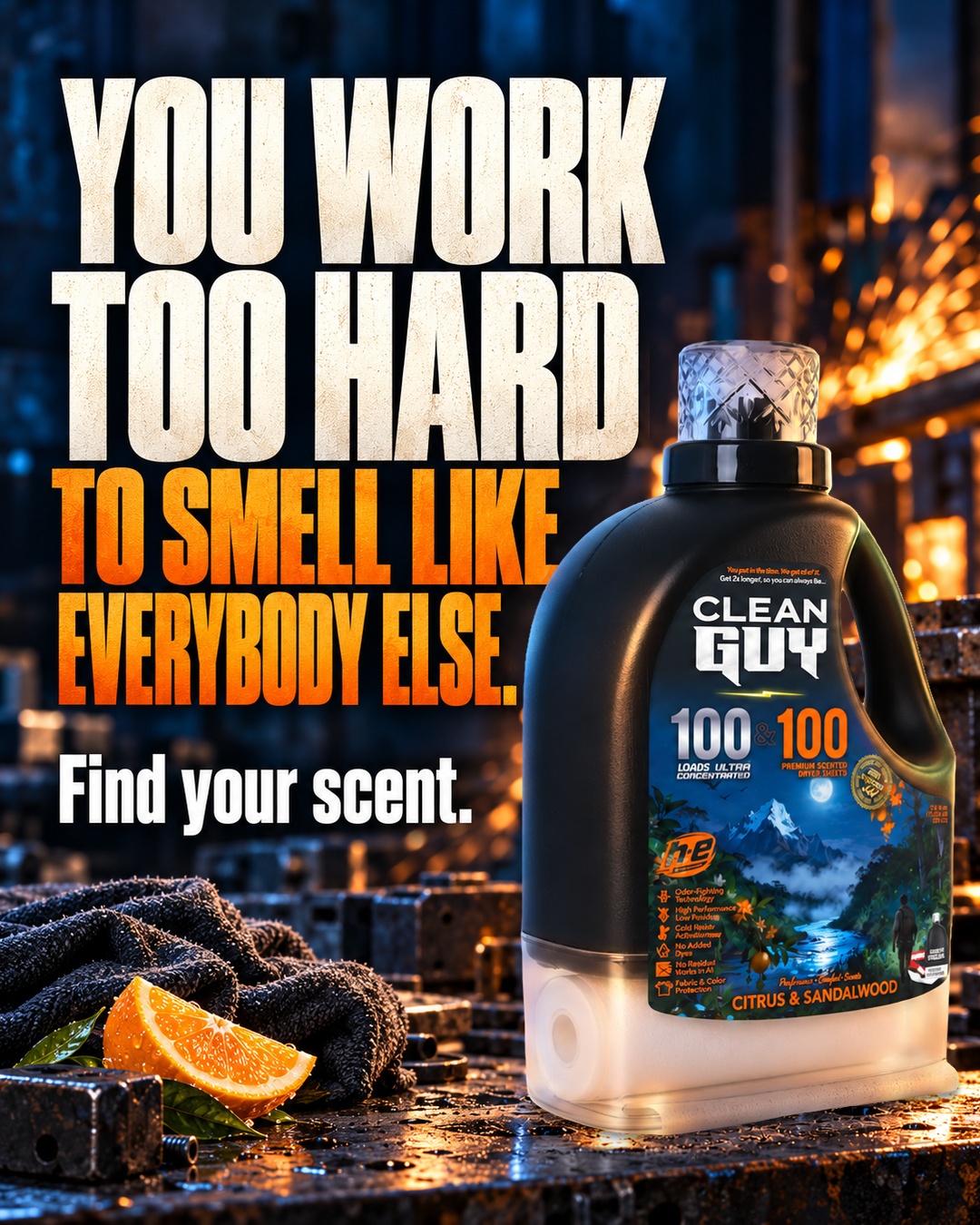 Clean Guy Facebook ad: Laundry built for how men actually live.